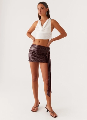 Pastel Colors Cosmopolitan Sequin Mini Skirt - Maroon