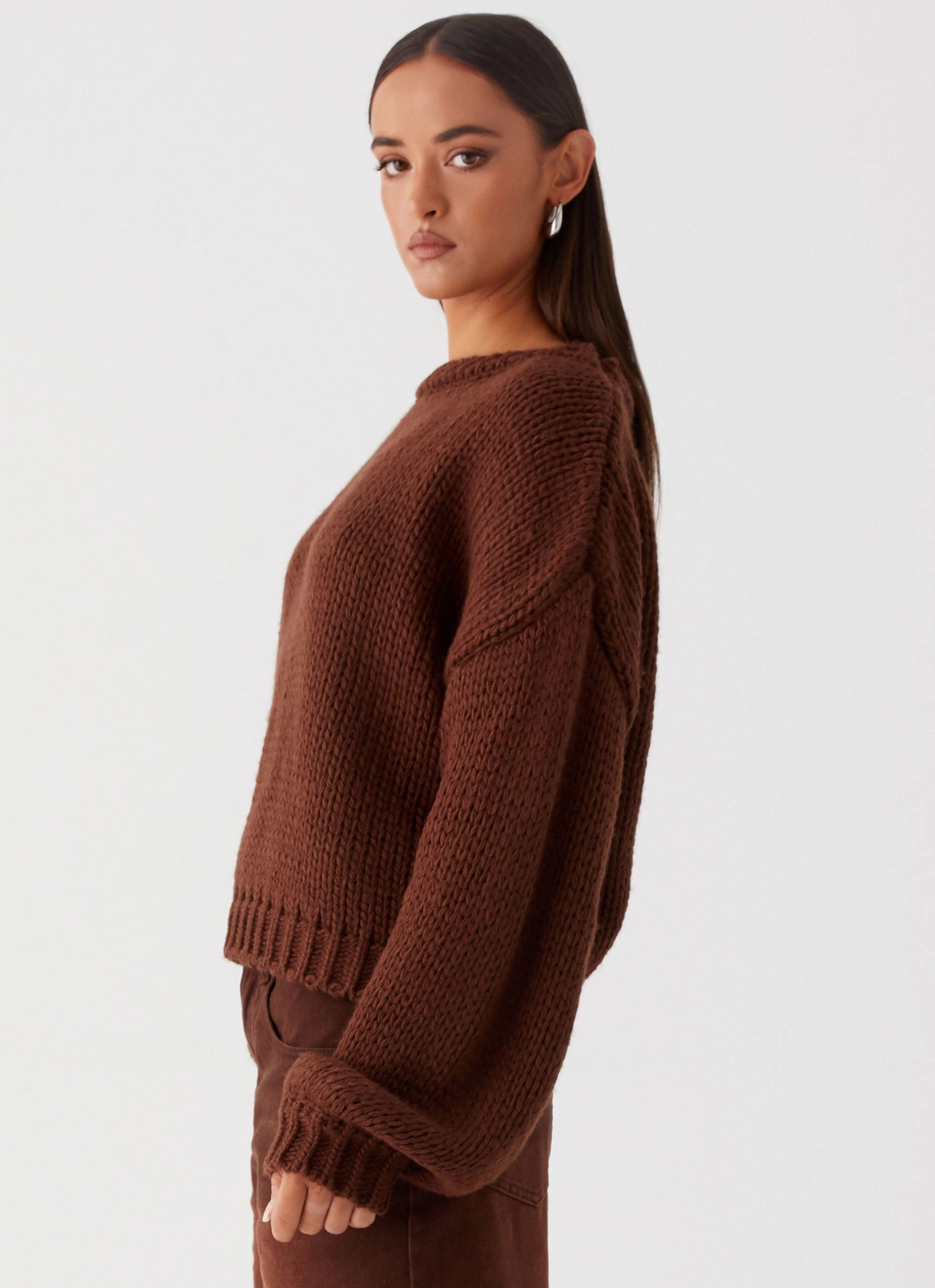 Costella Knit Sweater - Brown Tear Resistant Weave Many Pockets