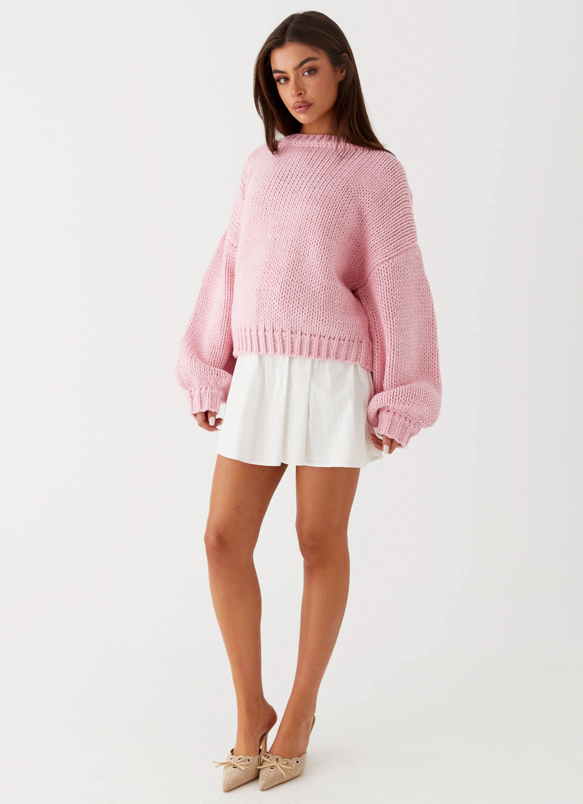 Costella Knit Sweater - Pink Taped Seam Construction