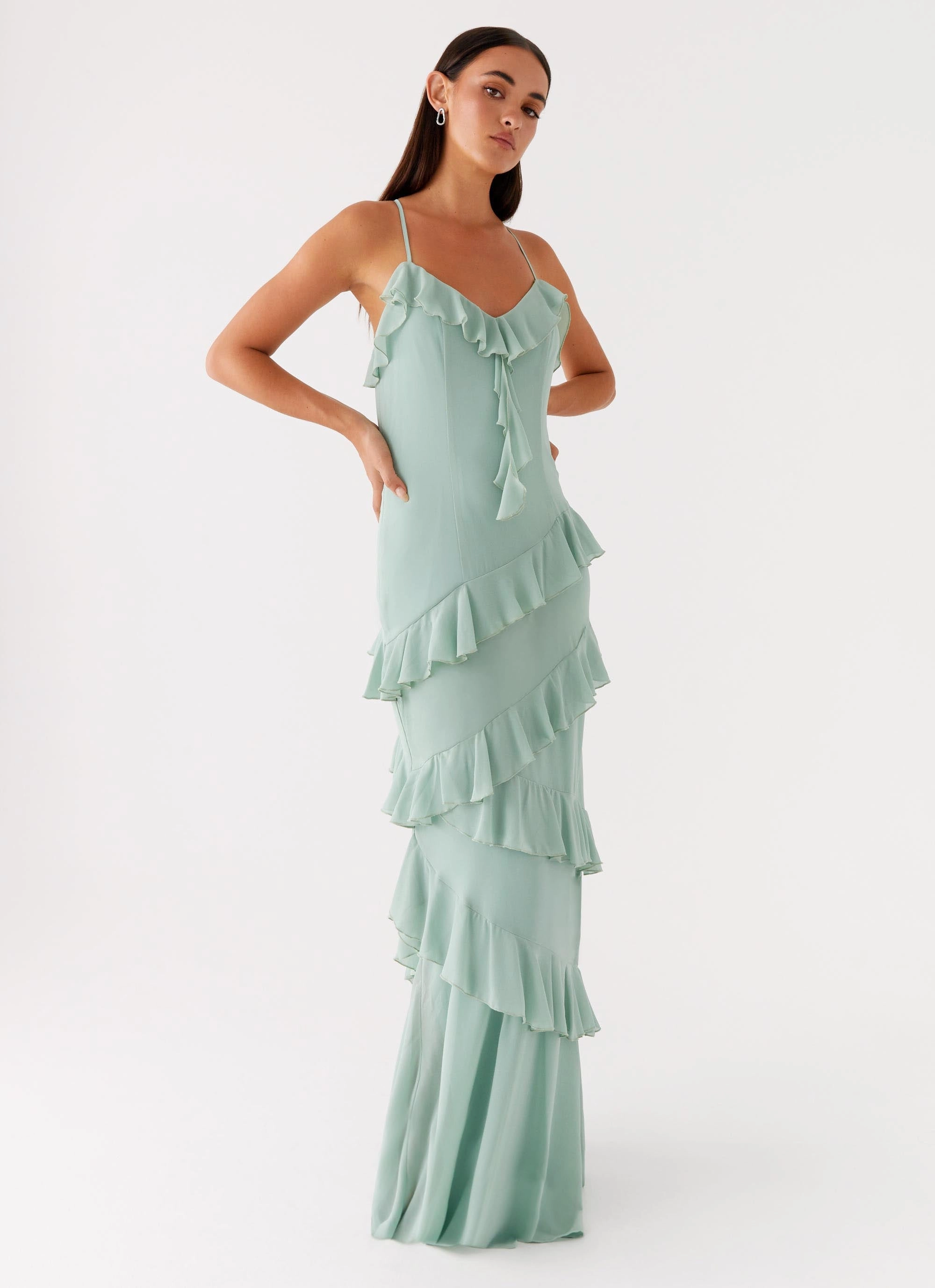 Indoor Event Soft and Stylish Country Club Maxi Dress - Sage