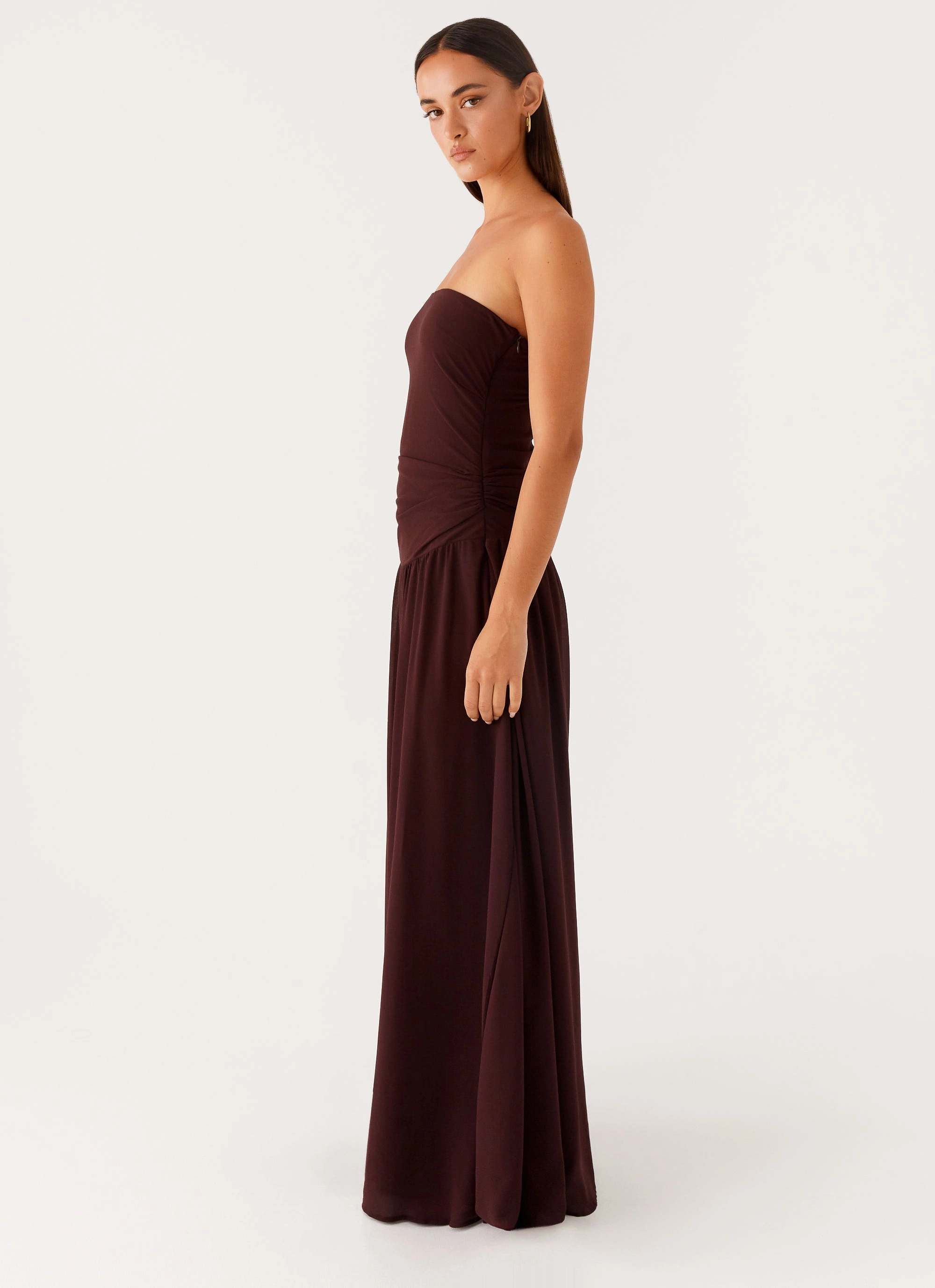 Covia Strapless Maxi Dress - Dark Chocolate Pink Glow
