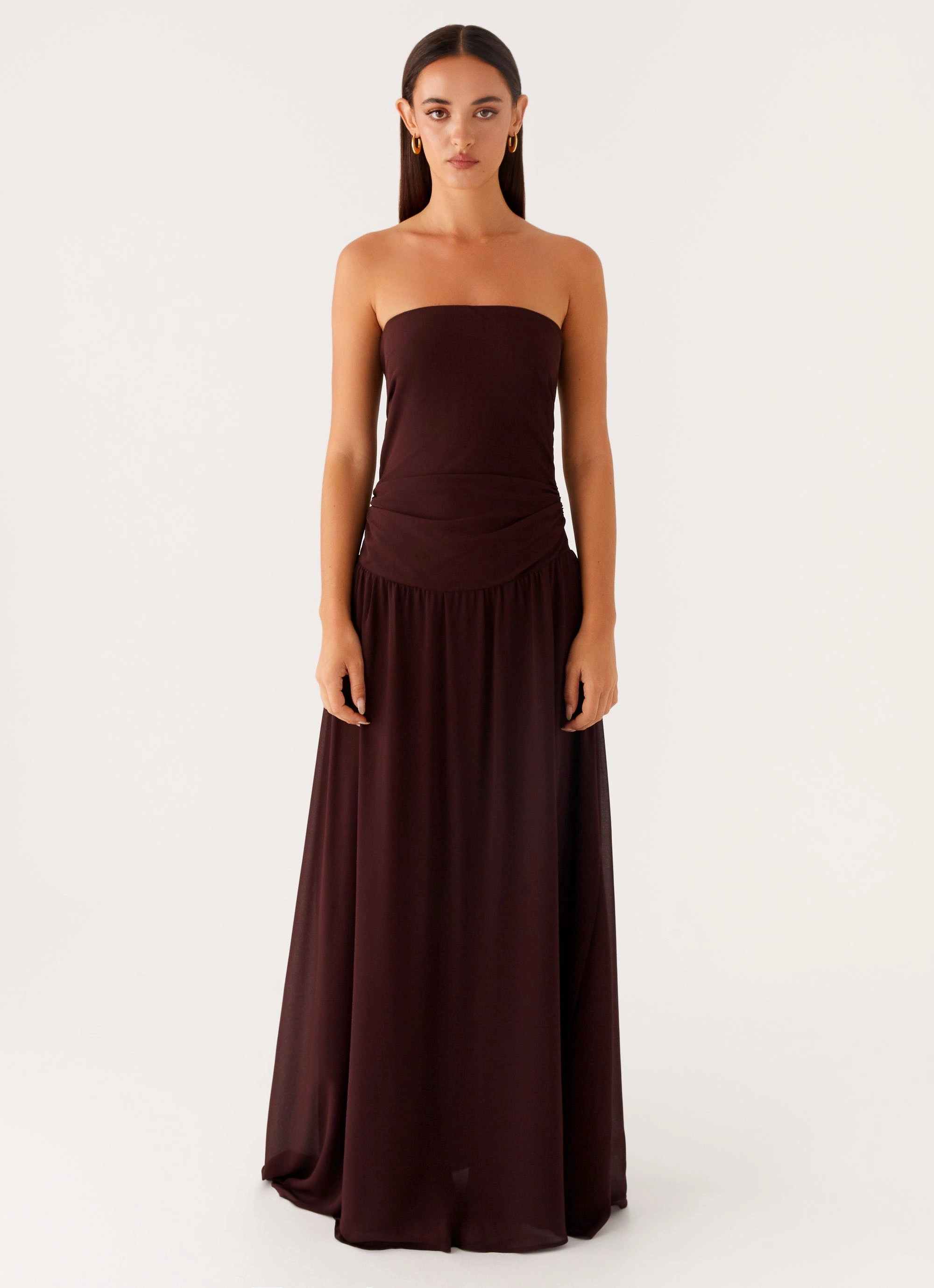Elegant brunch outfit Covia Strapless Maxi Dress - Dark Chocolate
