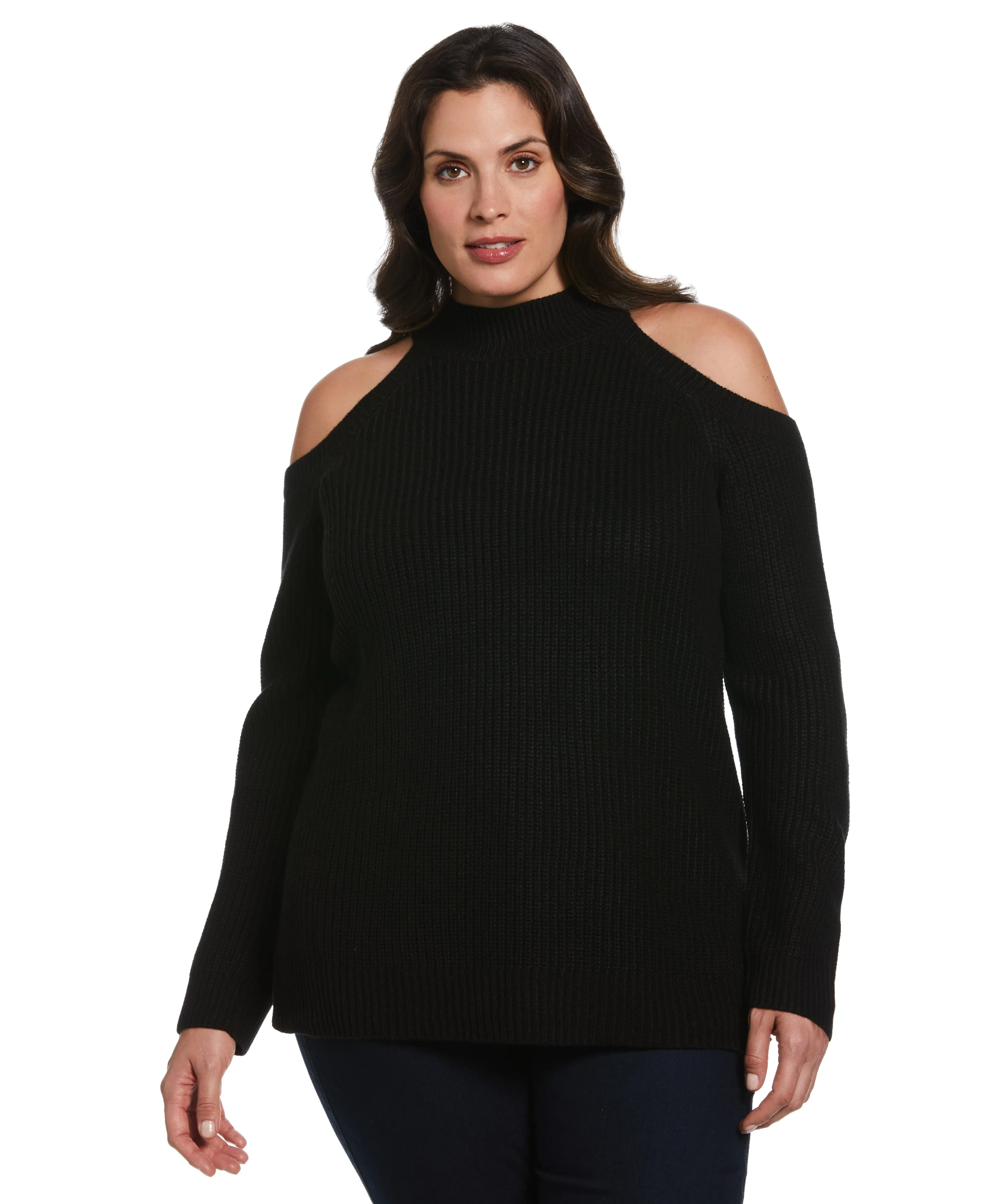 Plus Size Cold Shoulder Sweater Tunic Durable Blend