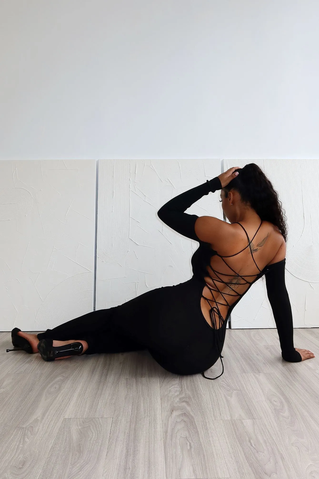 Layered Look Perfect Fit Wear Play Hard Off Shoulder Knit Jumpsuit