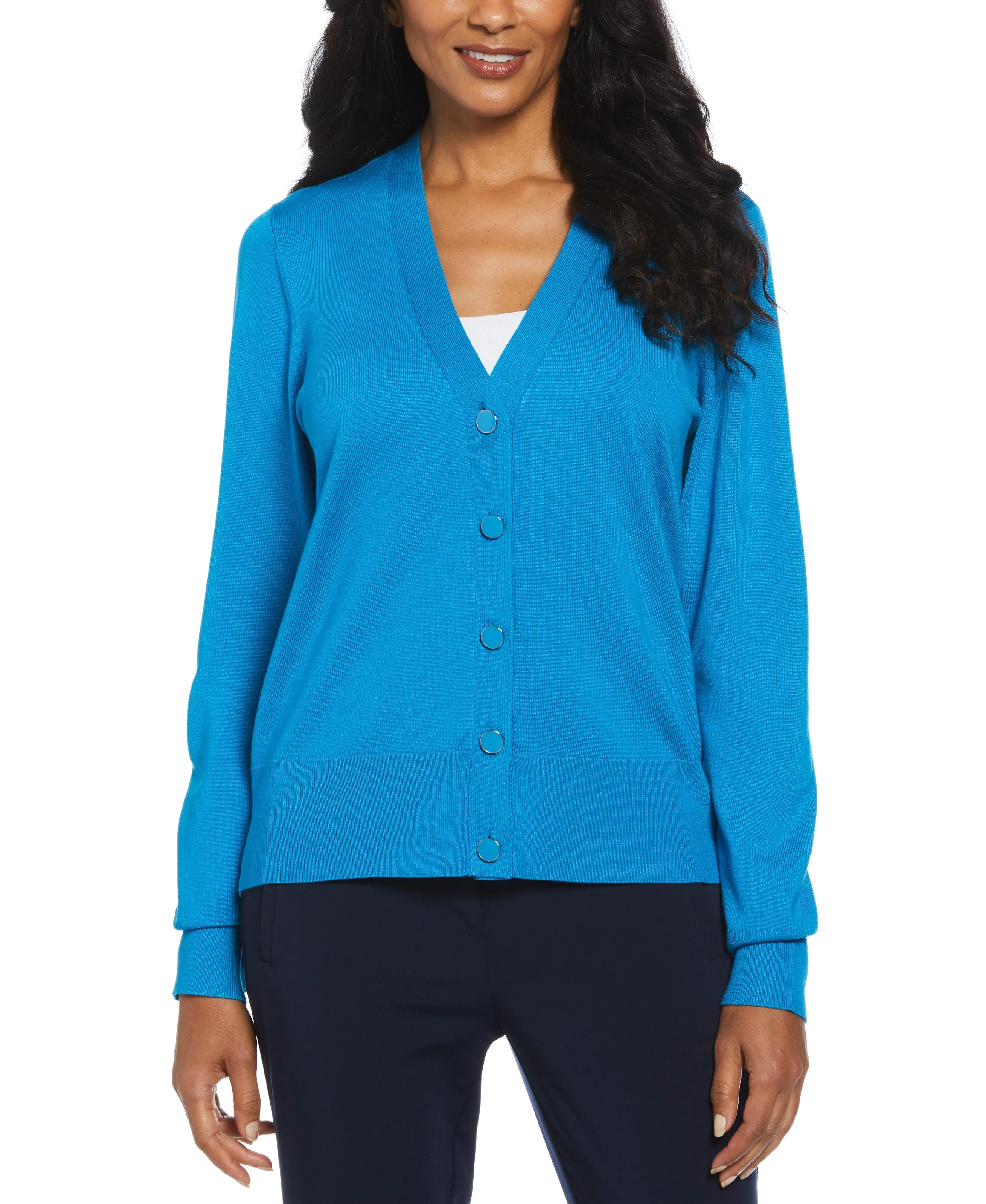 Enamel Button Cardigan Sweater EasyClean