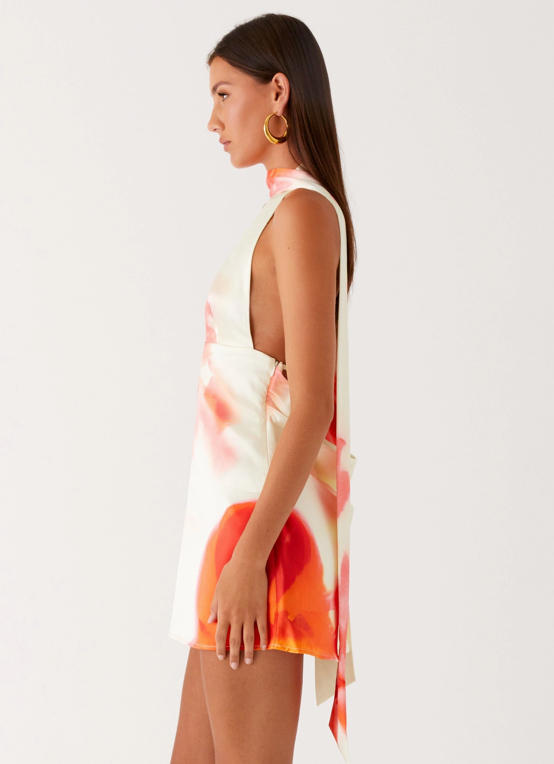 Alicia Satin Halter Mini Dress - Mimosa Blossom Simple Elegance bold appearance