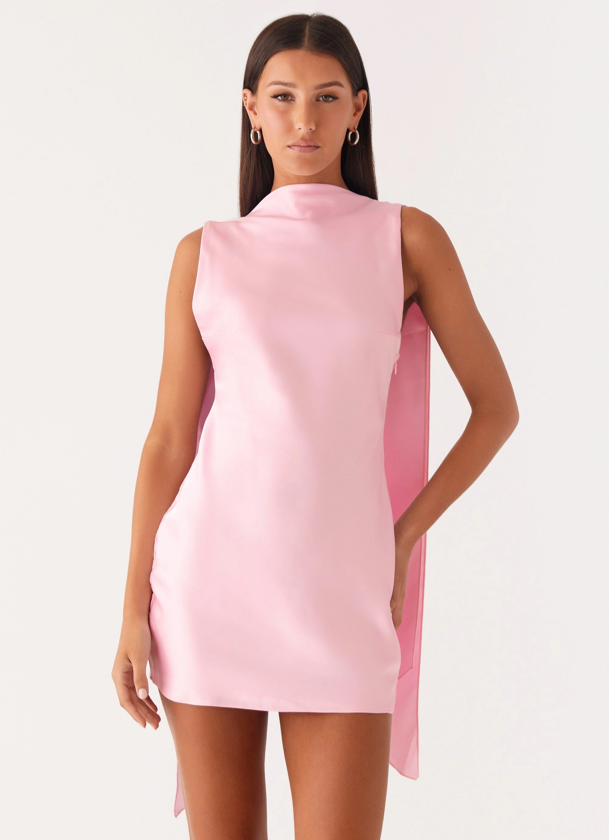 Cerina High Neck Mini Dress - Pink Non Restrictive Style Vibes