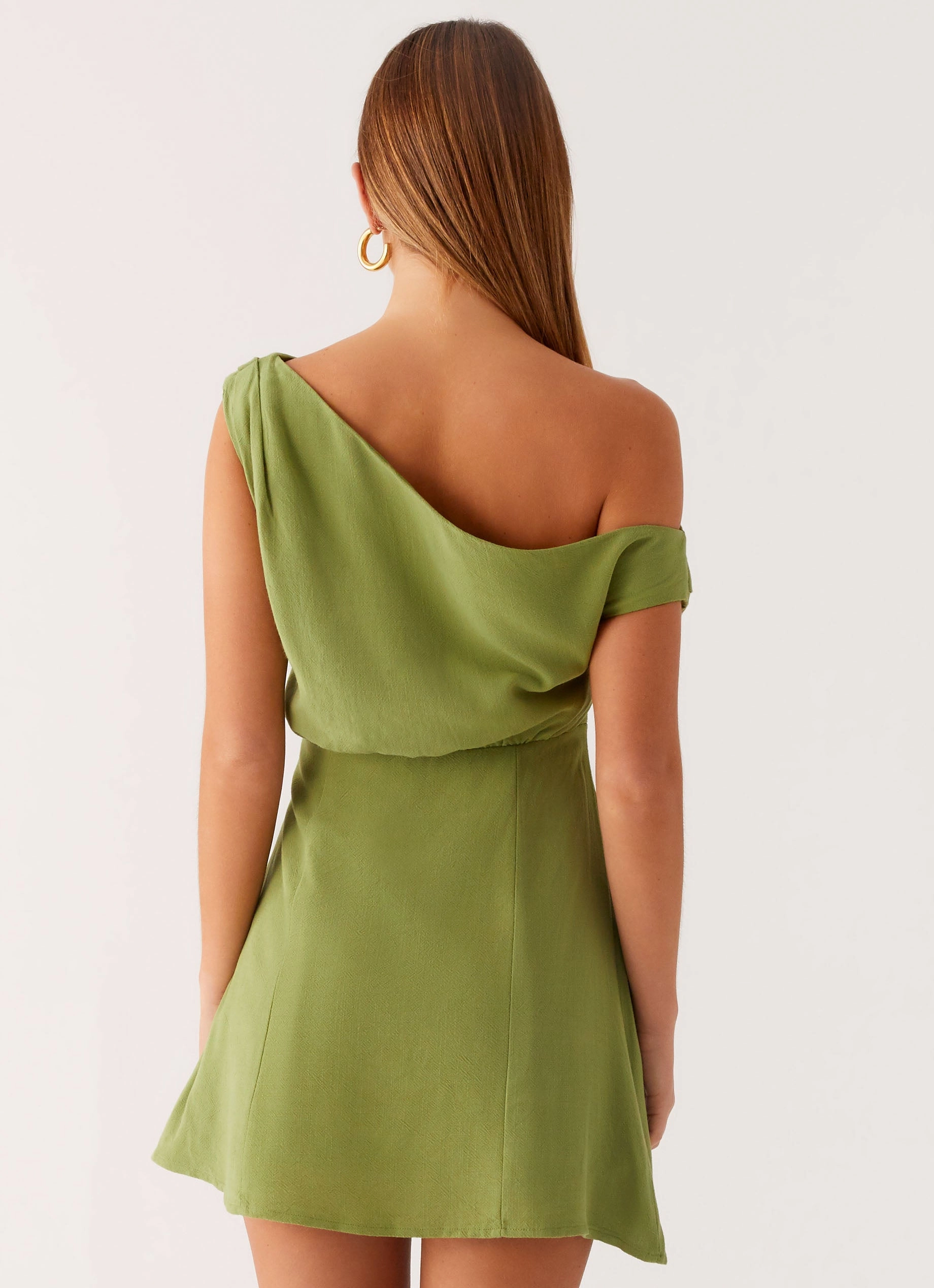 Dreamy Drape Lady Love Linen Mini Dress - Cactus