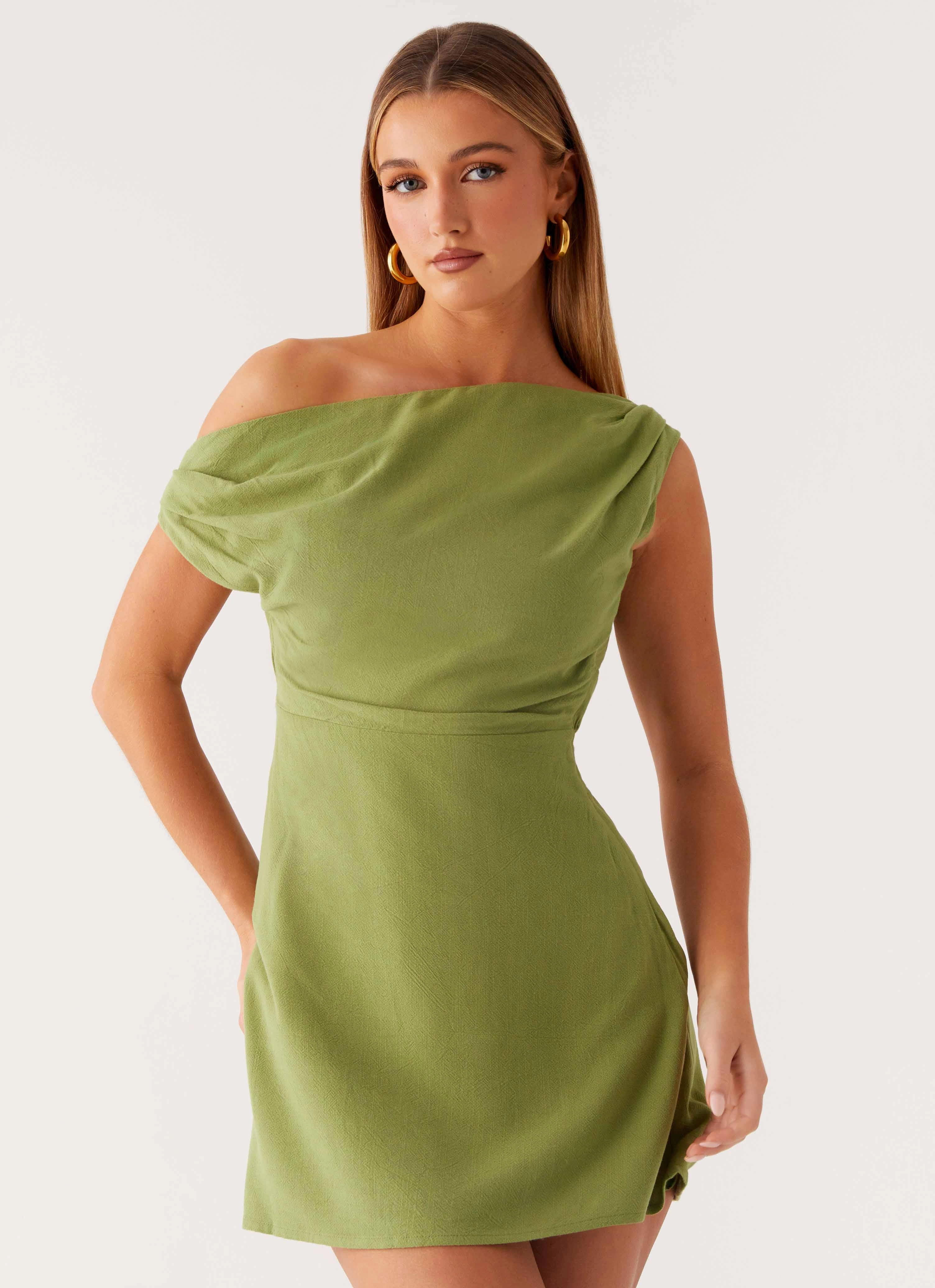 Structured Fit Lady Love Linen Mini Dress - Cactus