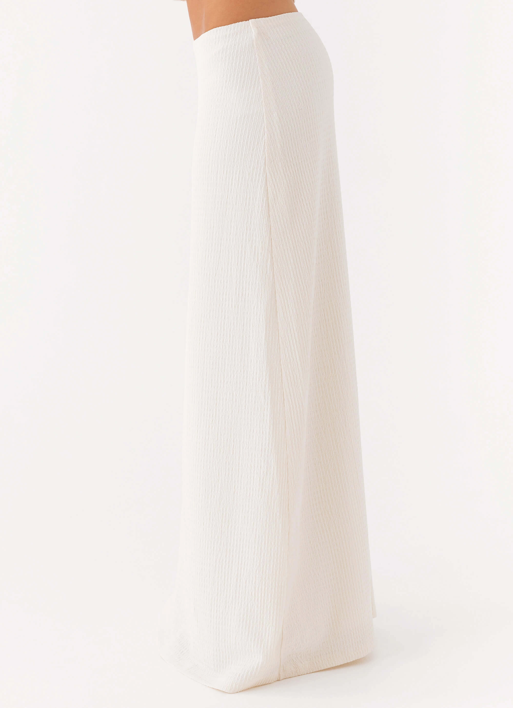 Mini length Back Slit Tatum Low Rise Maxi Skirt - Ivory