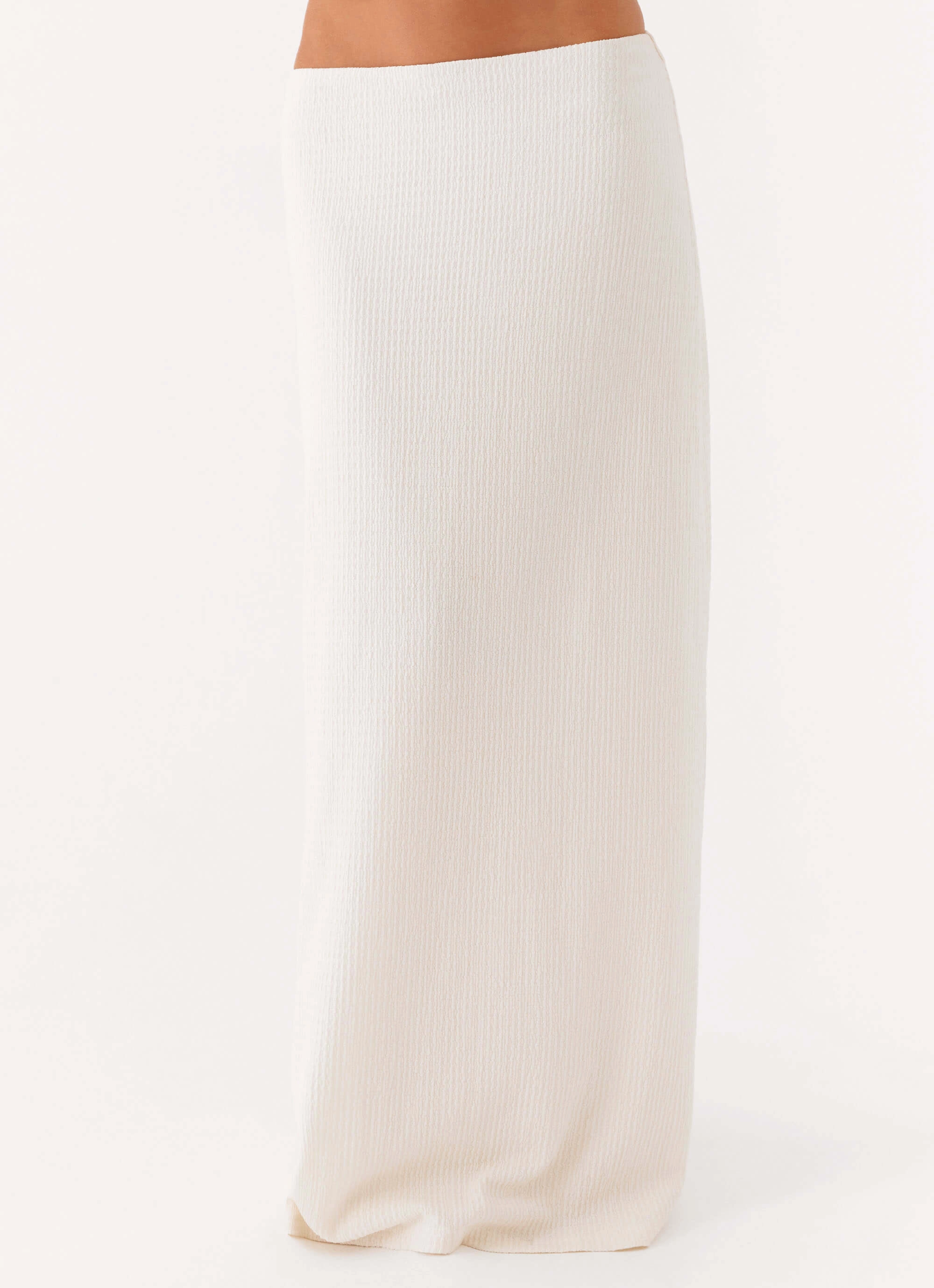 Romantic Vibe Shirred Back Tatum Low Rise Maxi Skirt - Ivory