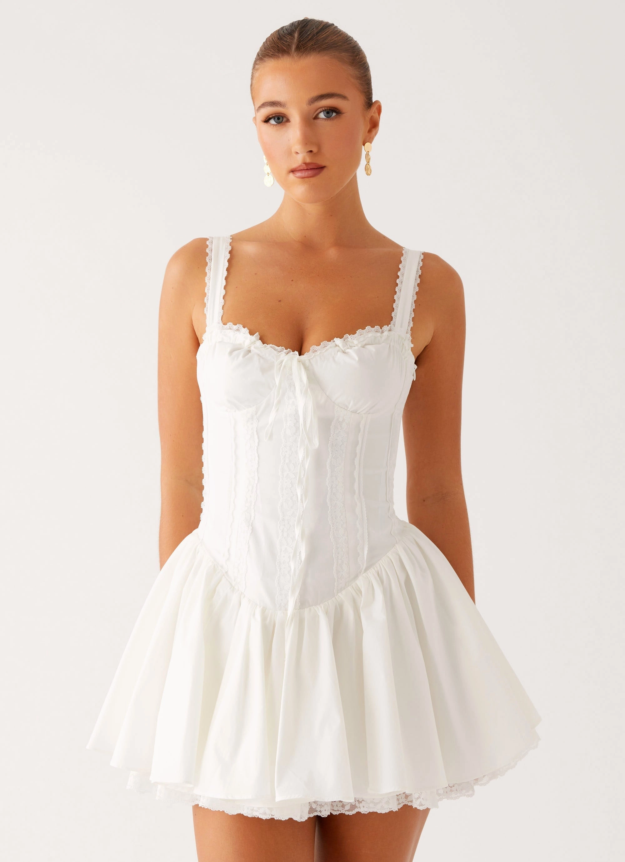 Lacie Mini Dress - White Durable Stitching Mini length