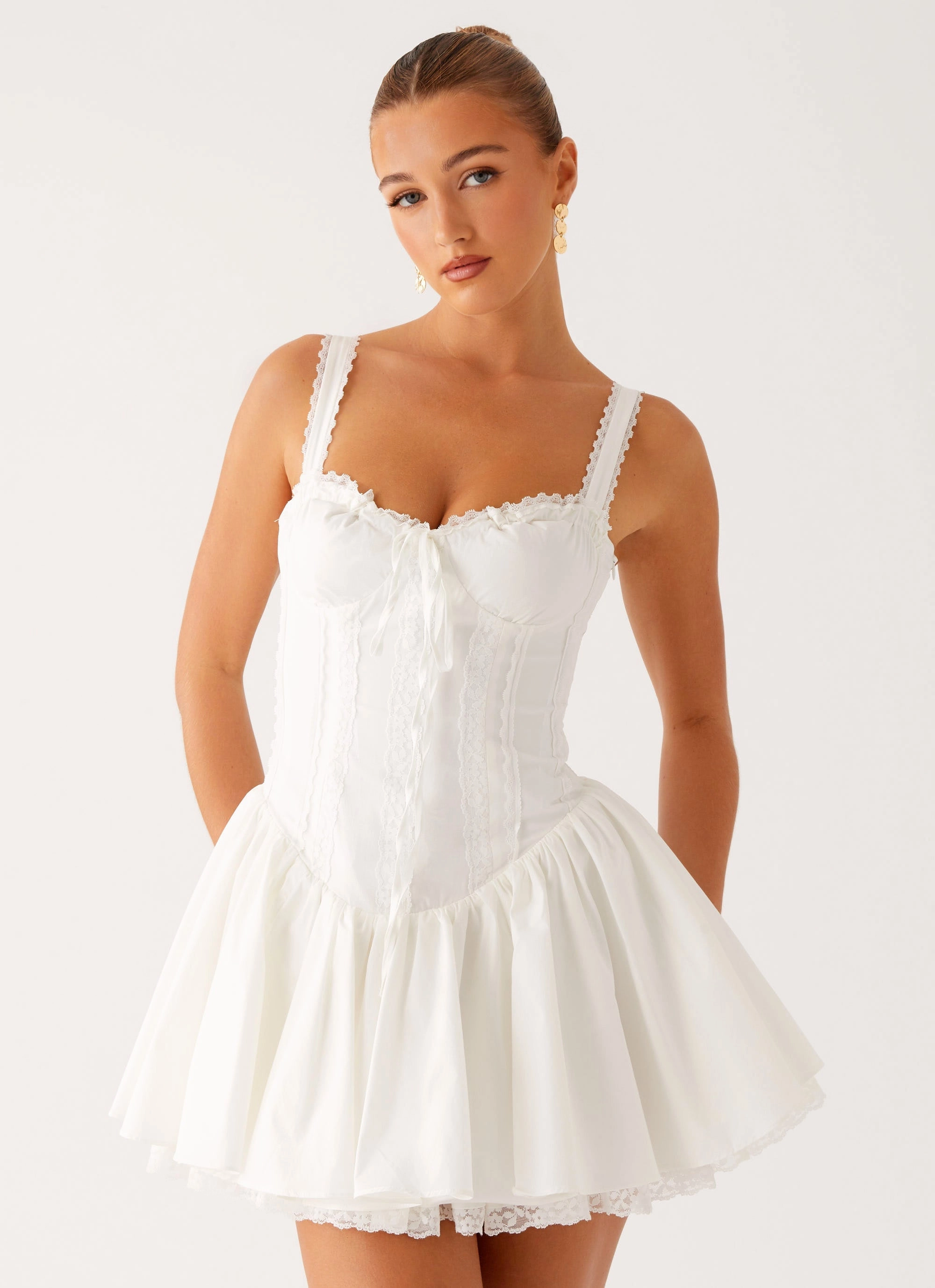 Subtle Finish Design Detail Lacie Mini Dress - White