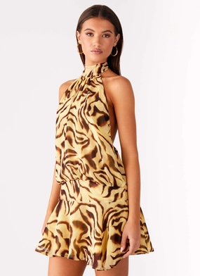 Work Vibes Daily Mood Zulla Backless Mini Dress - Laguna Print