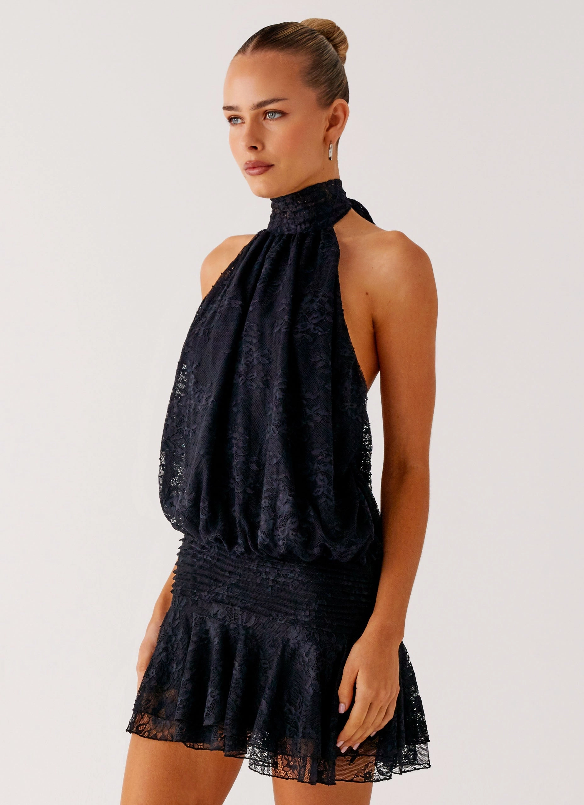 Style Essential Willow Lace Mini Dress - Black Lace