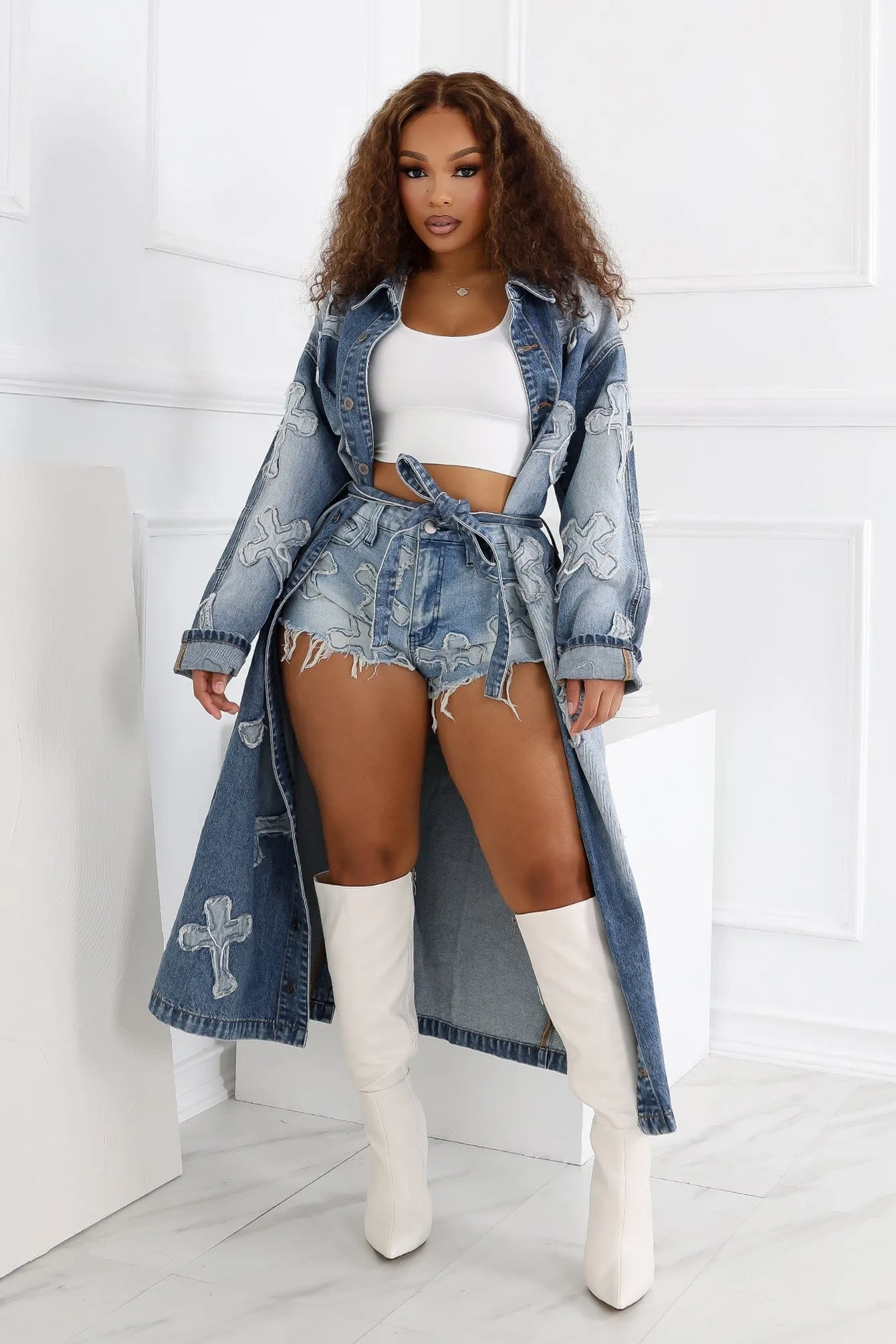 Quick Motion Cross Your Mind Denim Coat