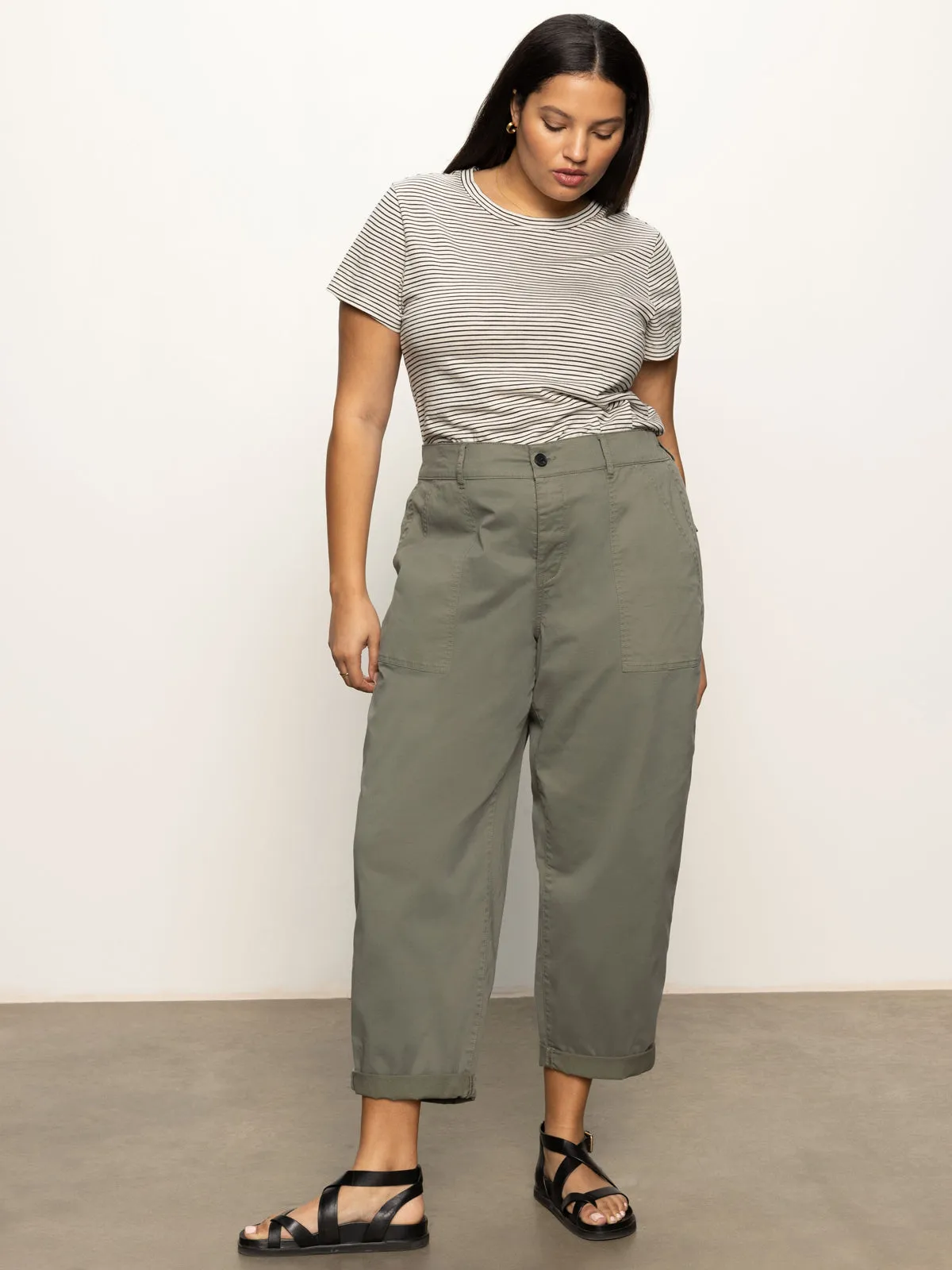 Cruiser Chino Semi High Rise Pant Dark Spruce Extended Sizing DoubleLayeredHem