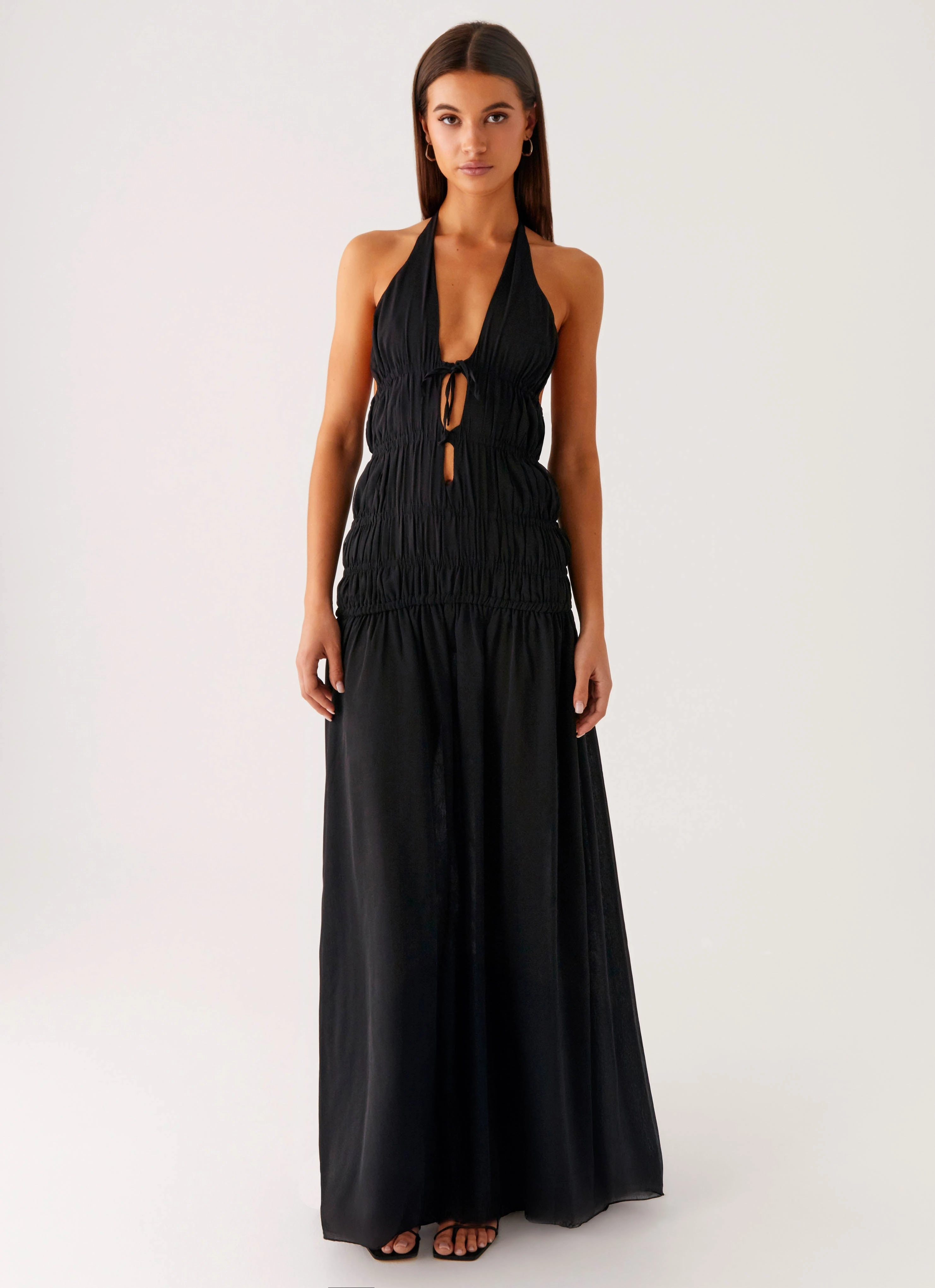 Cool Season Dione Halter Maxi Dress - Black