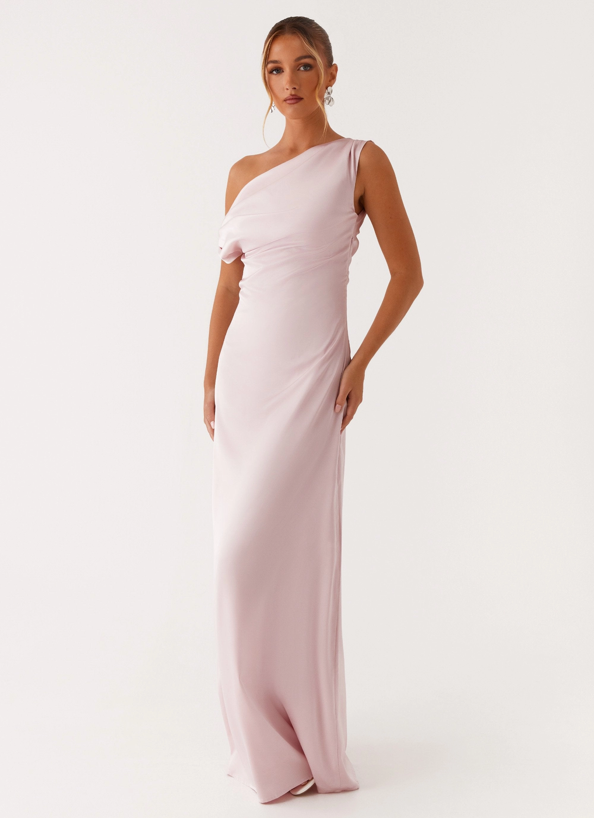 Heart Of Glass Satin Maxi Dress - Pink Family Joy