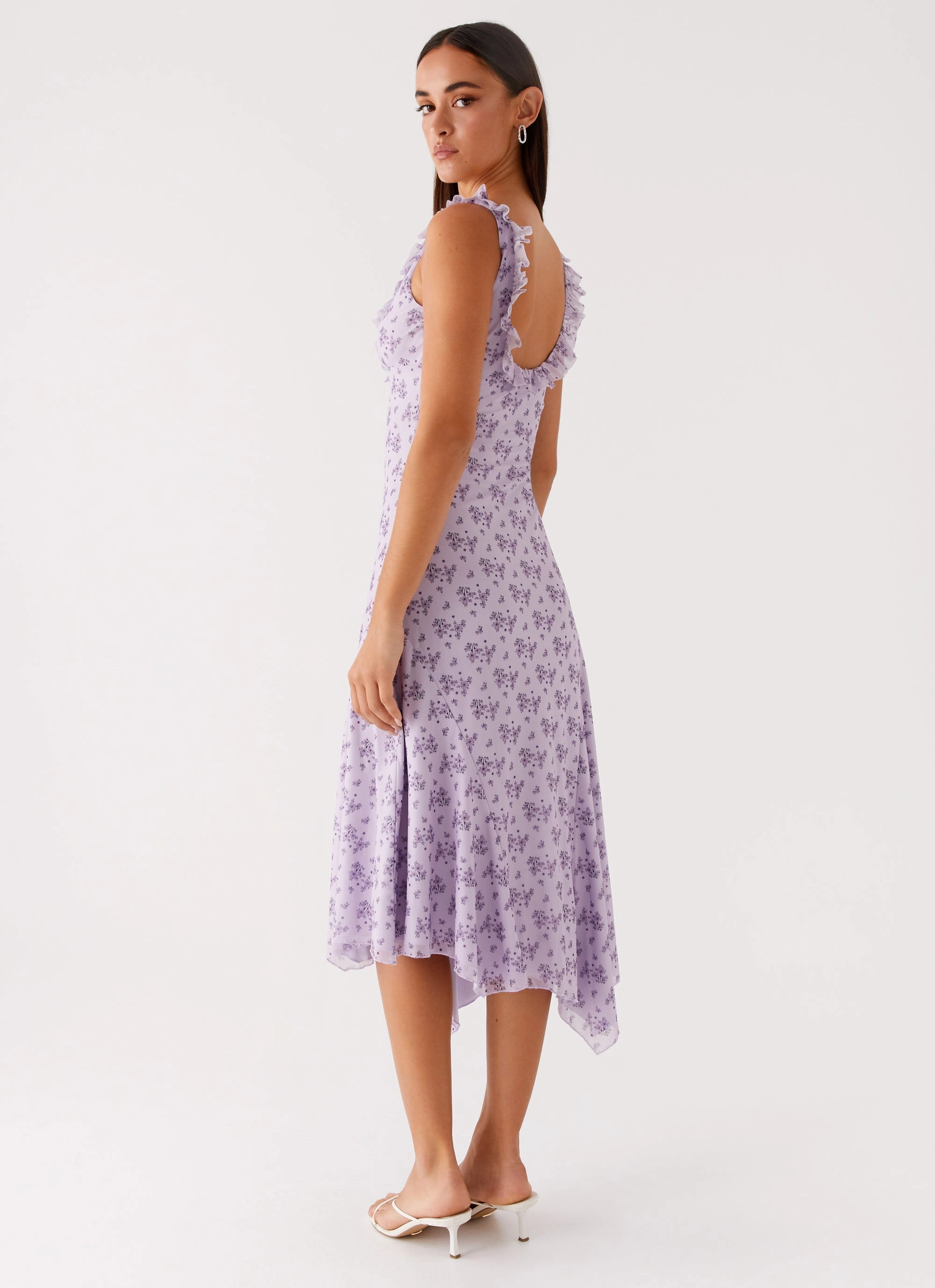 Asteri Midi Dress - Lavender Meadow Built-In-Slip Soft Appearance