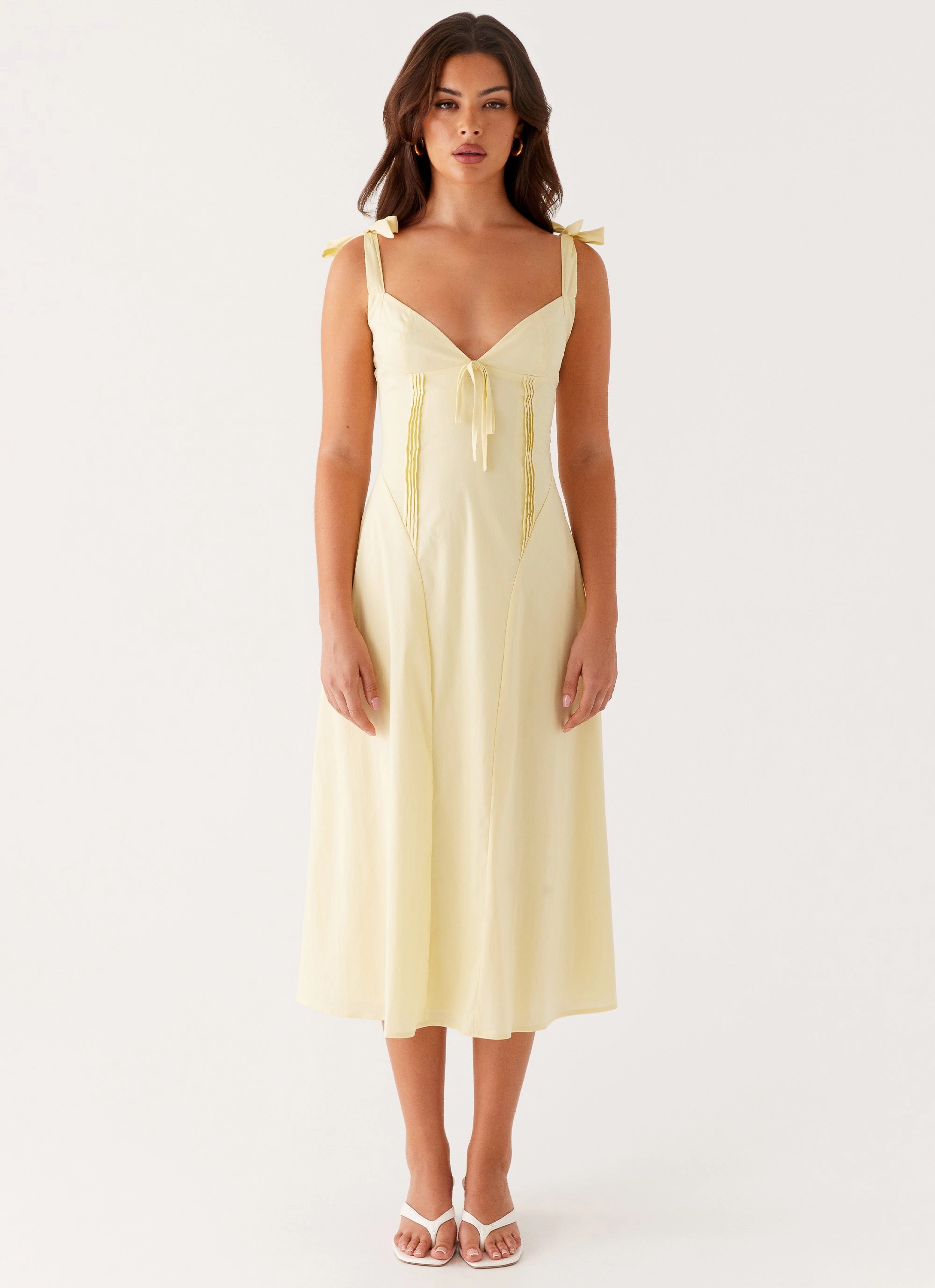 Collar Accent urban vibe Adela Midi Dress - Yellow
