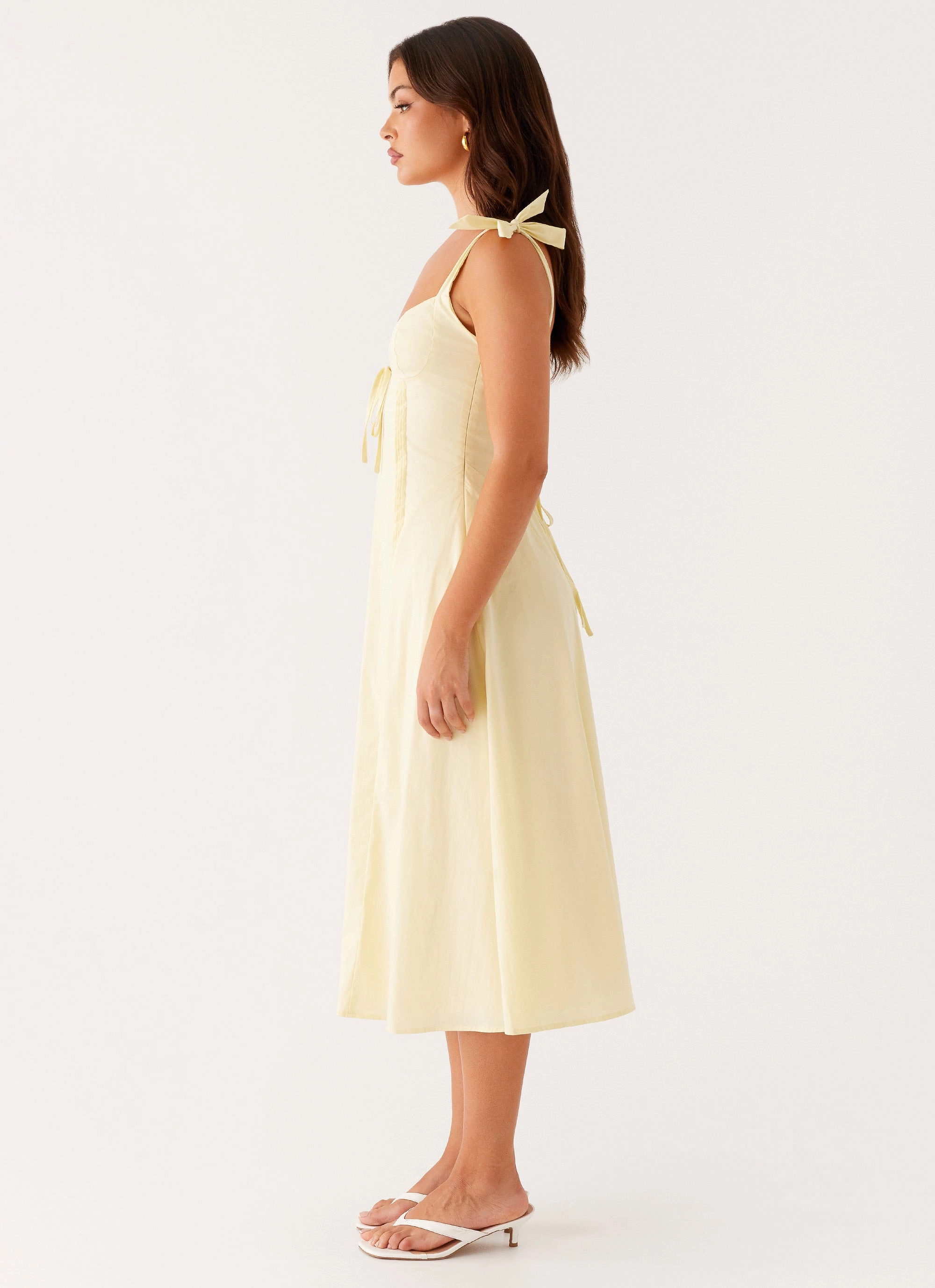 Adela Midi Dress - Yellow Elegant Motion