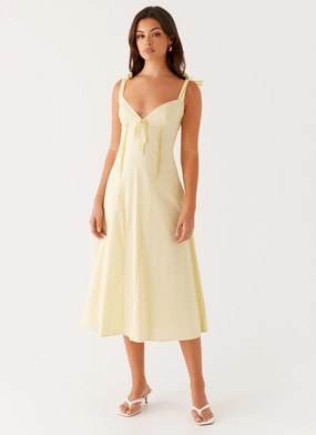 Dreamy Presence Classic and Modern Adela Midi Dress - Yellow