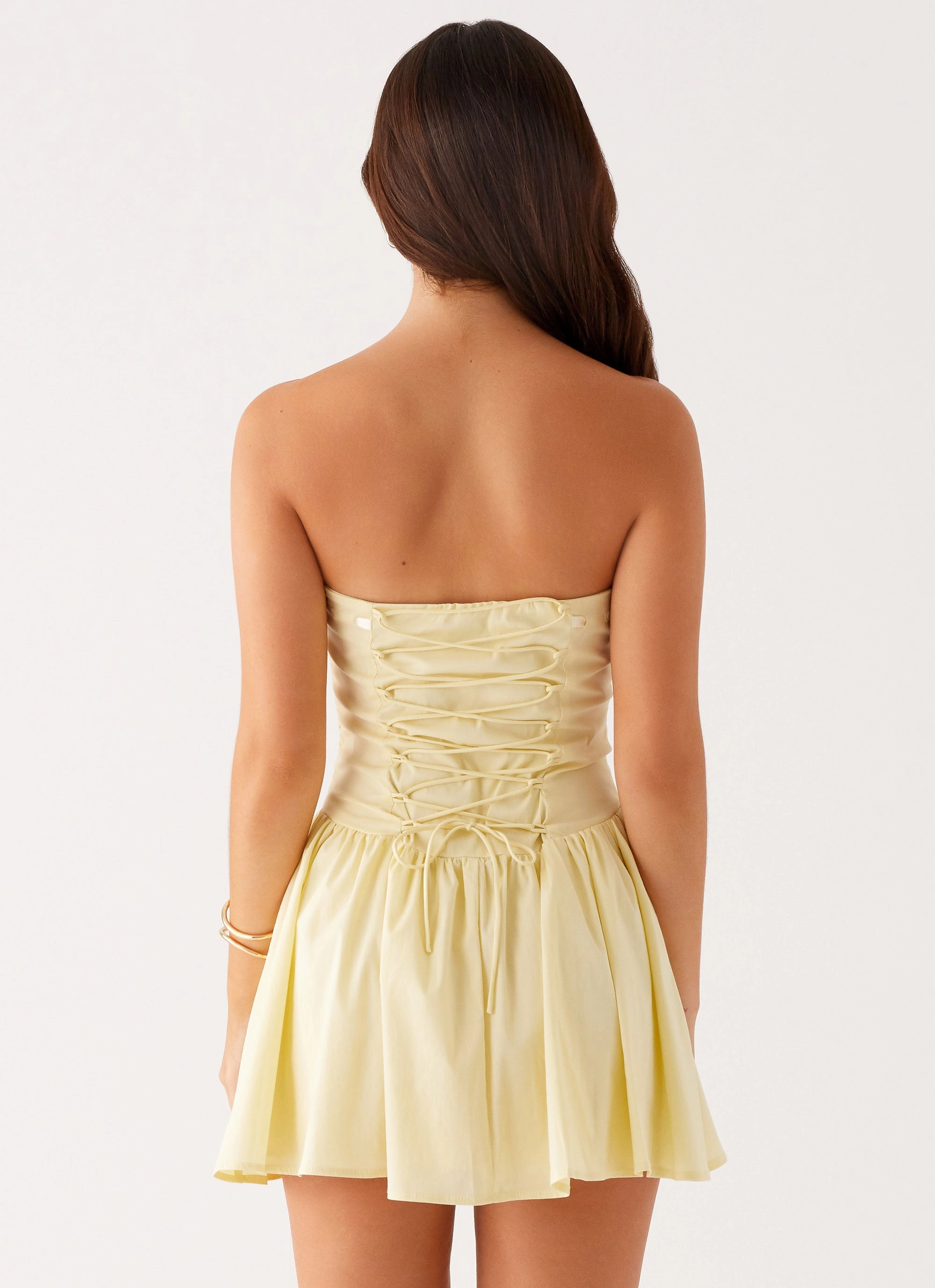 Kienna Strapless Mini Dress - Yellow Easy Style Lightwear Look