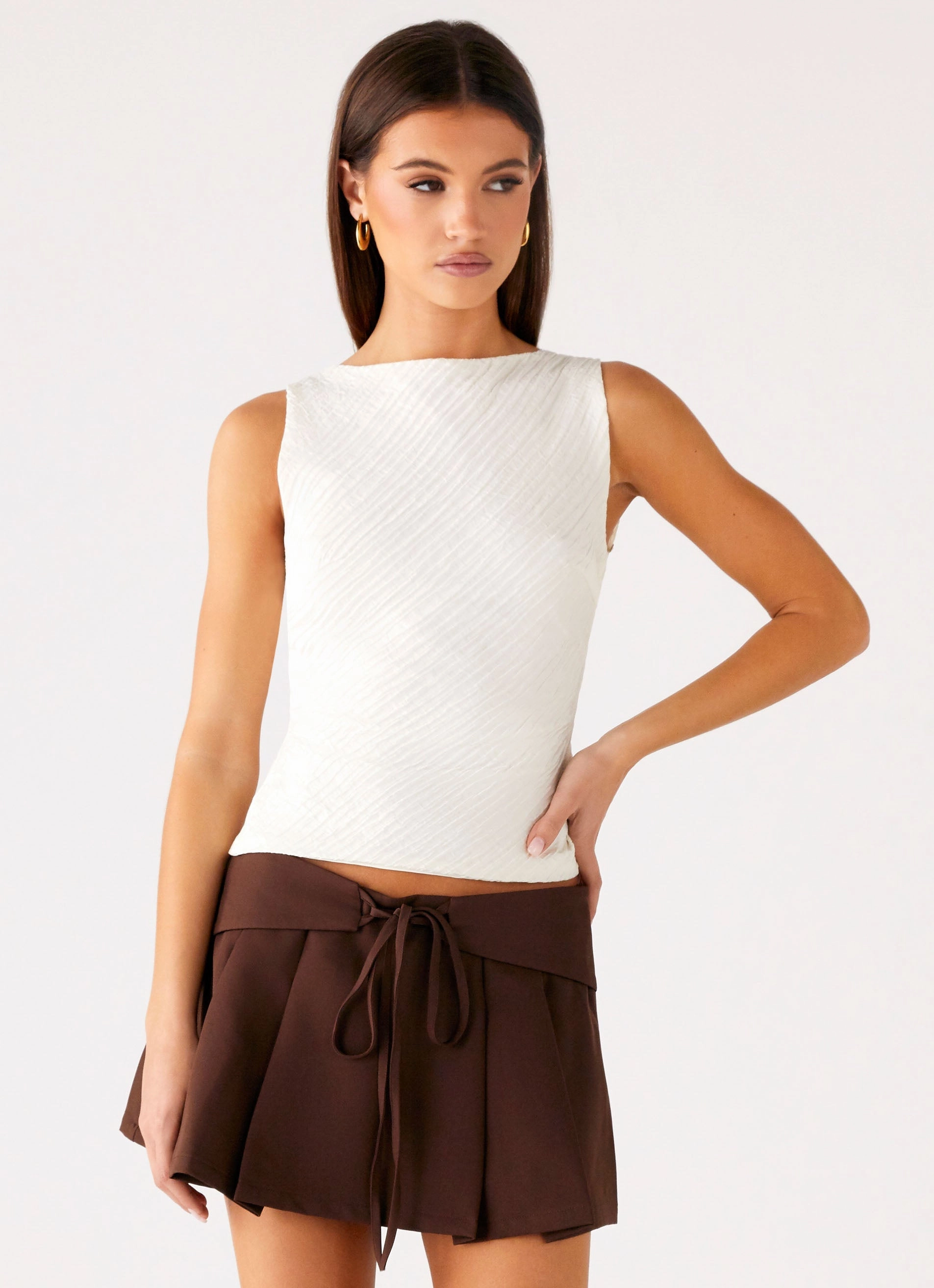 Modular Layering System Cypriana Tie Back Top - White
