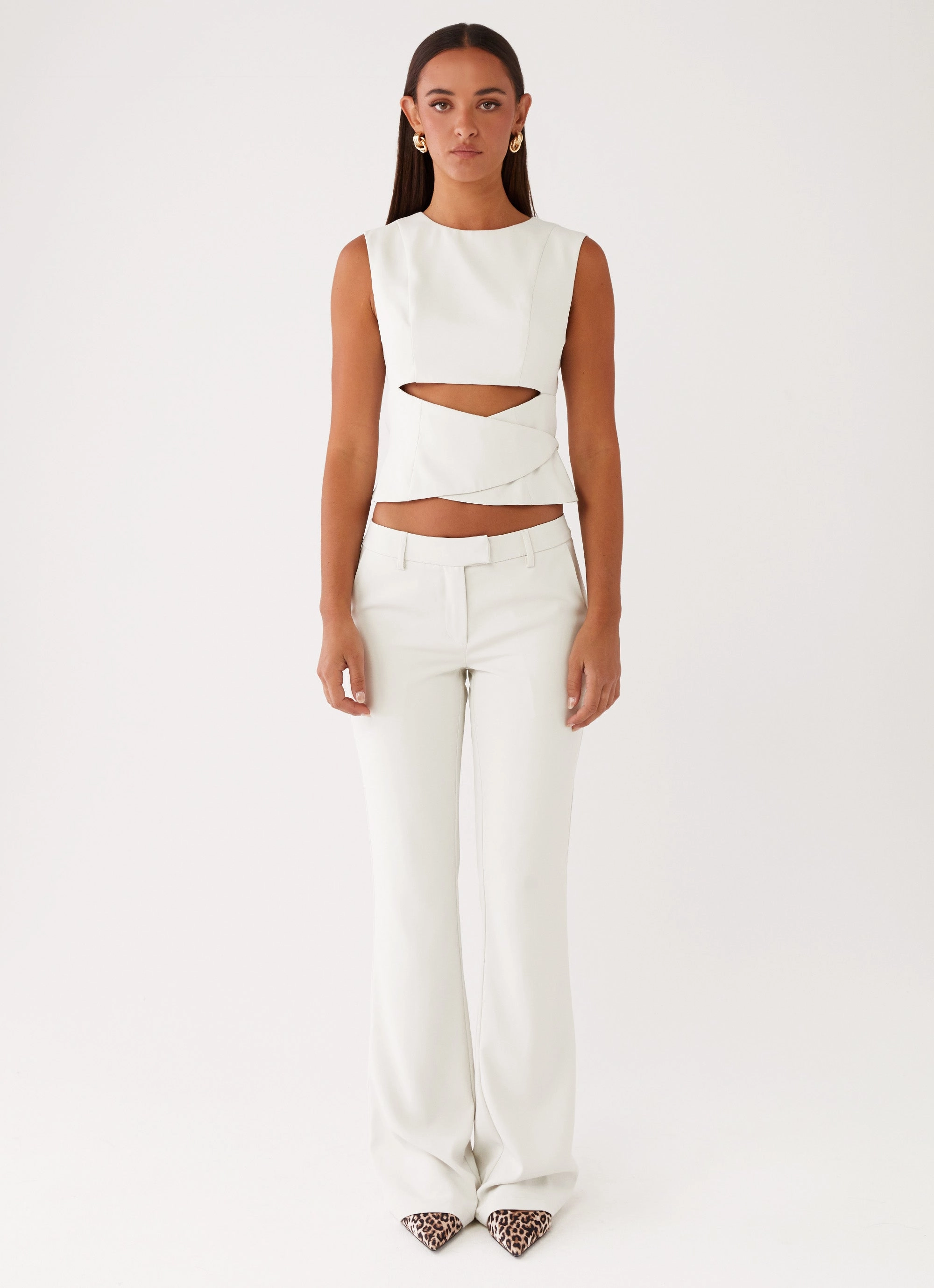 LowProfileStitching Cyra Low Rise Slim Fit Pants - Ivory