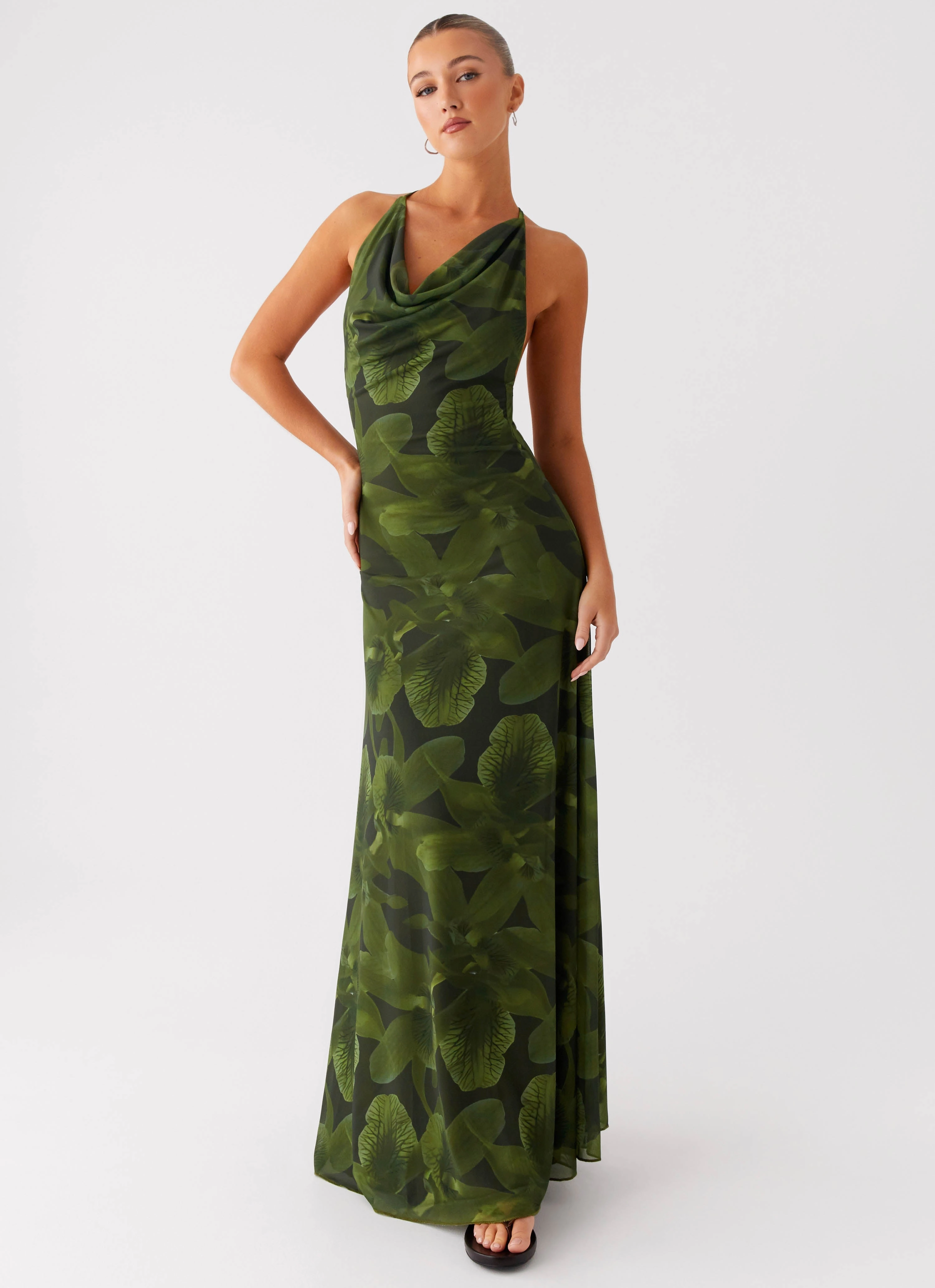 Delicate Finish Comfortable office piece Dahliana Maxi Dress - Tropic Floral