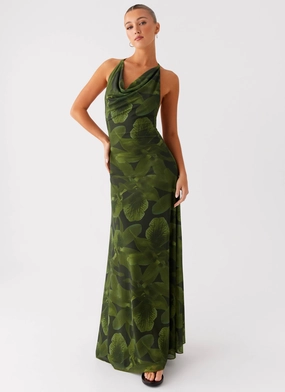 Delicate Finish Comfortable office piece Dahliana Maxi Dress - Tropic Floral