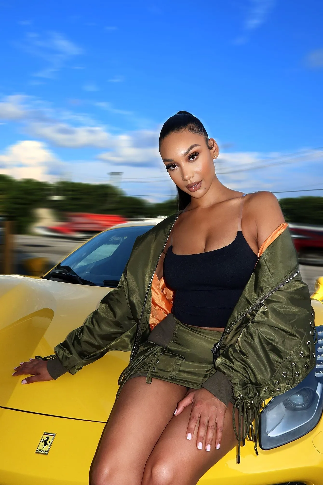 Kristy Oversized Nylon Bomber Jacket fitted fit