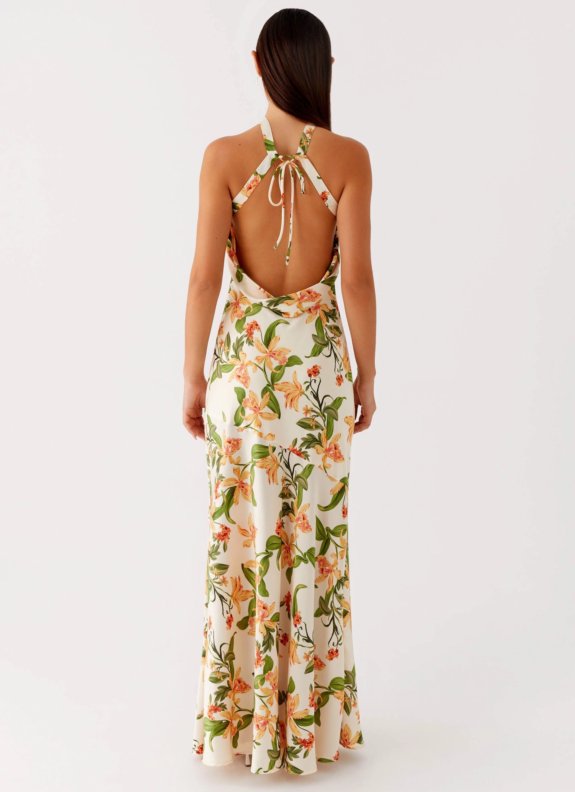 Damali Satin Maxi Dress - Floral Print Festival Mood