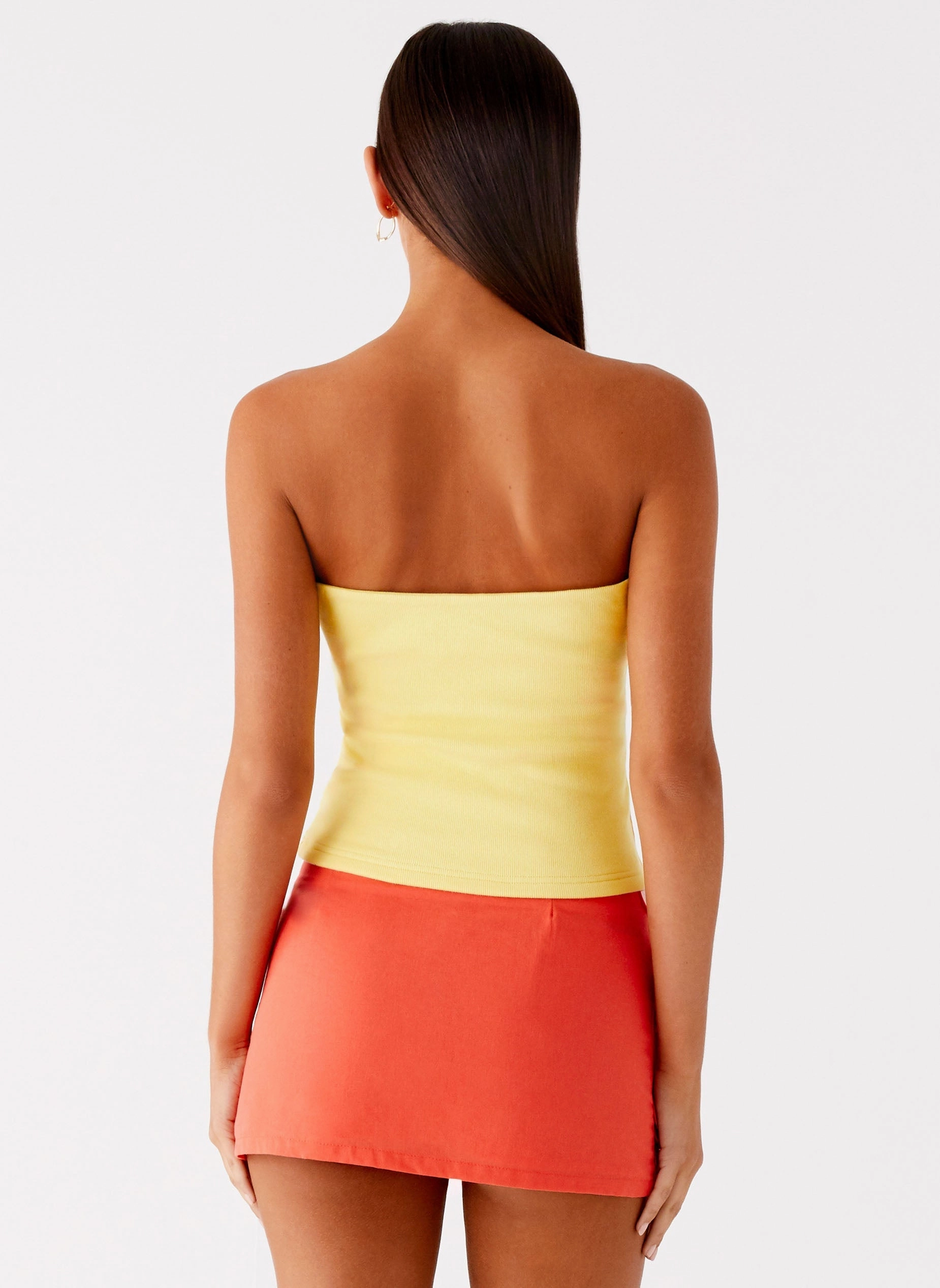 Danta Strapless Top - Yellow Simple Dress Wicking Inner Lining