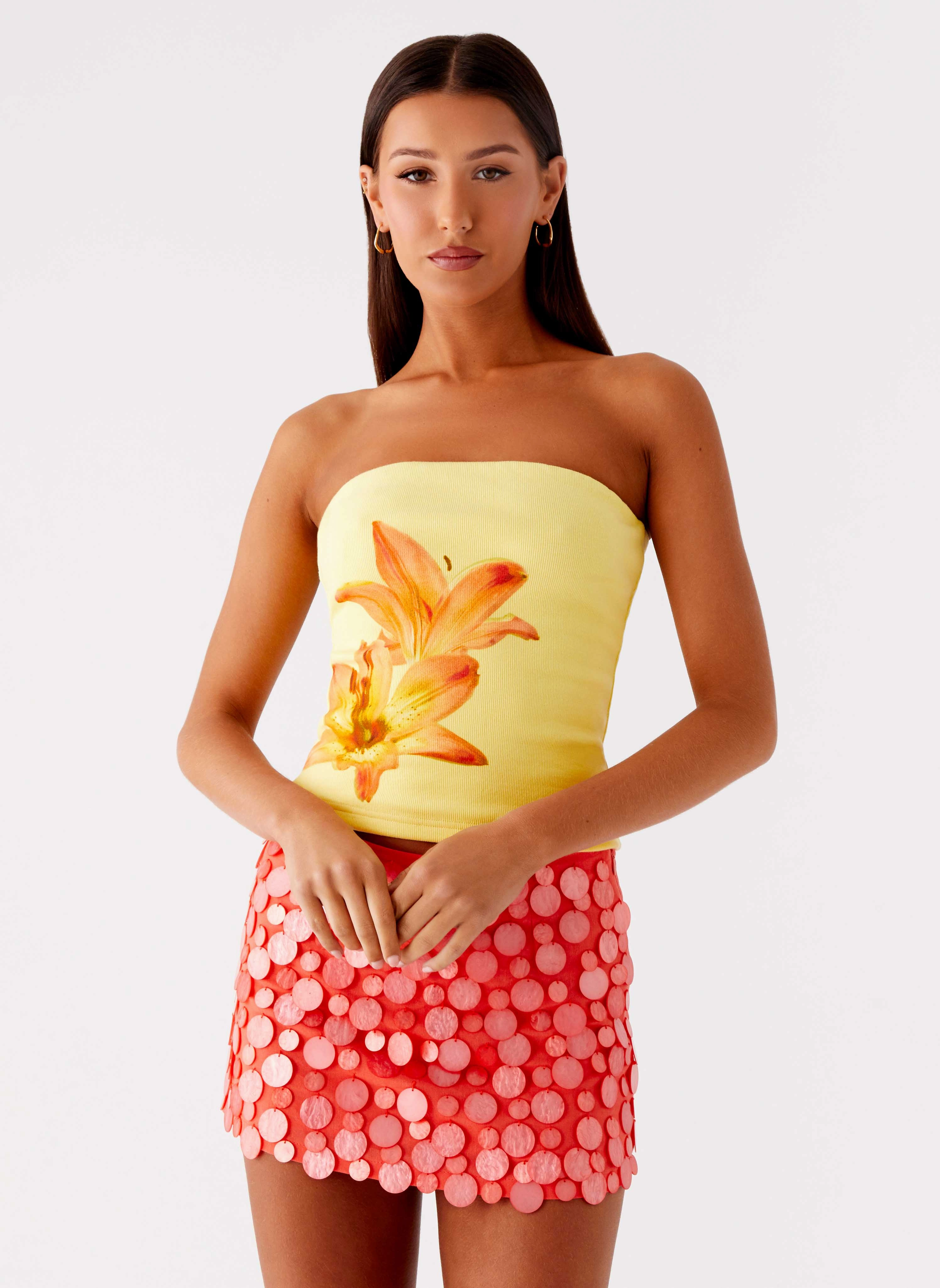 Danta Strapless Top - Yellow AdjustableCuffs