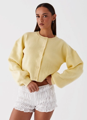 Daphne Knit Cardigan - Butter Yellow Climate Responsive Textile