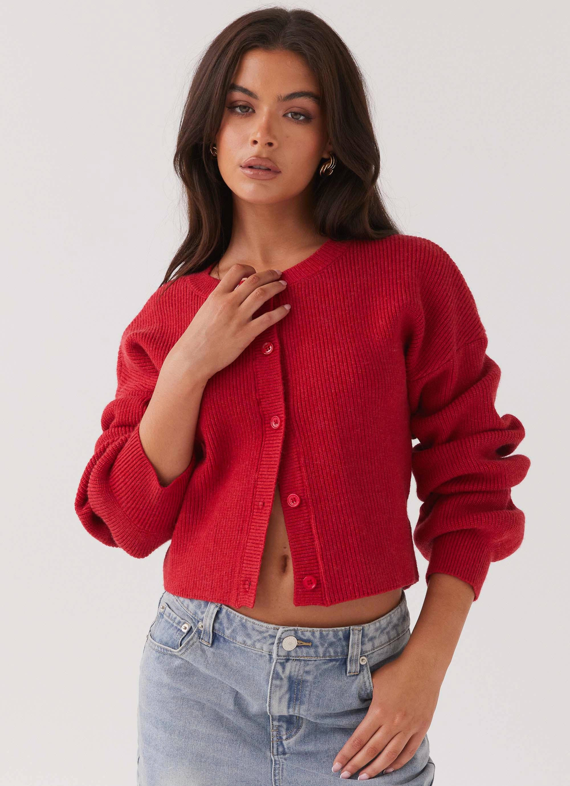 Daphne Knit Cardigan - Cherry AdjustableCuffs