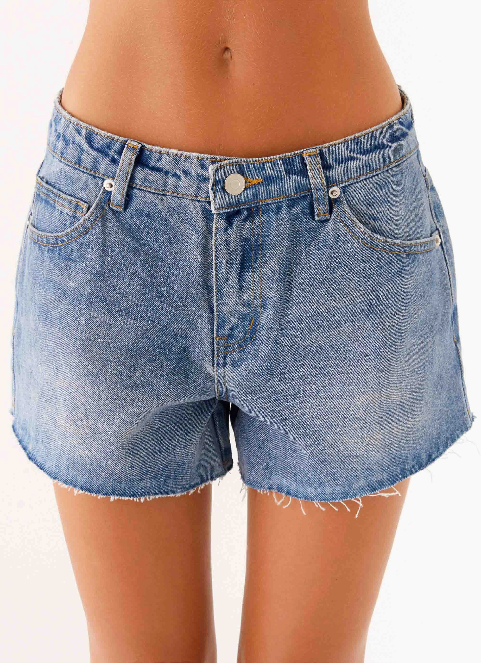 Davie Low Rise Denim Shorts - Blue Pajamas Versatile Wear