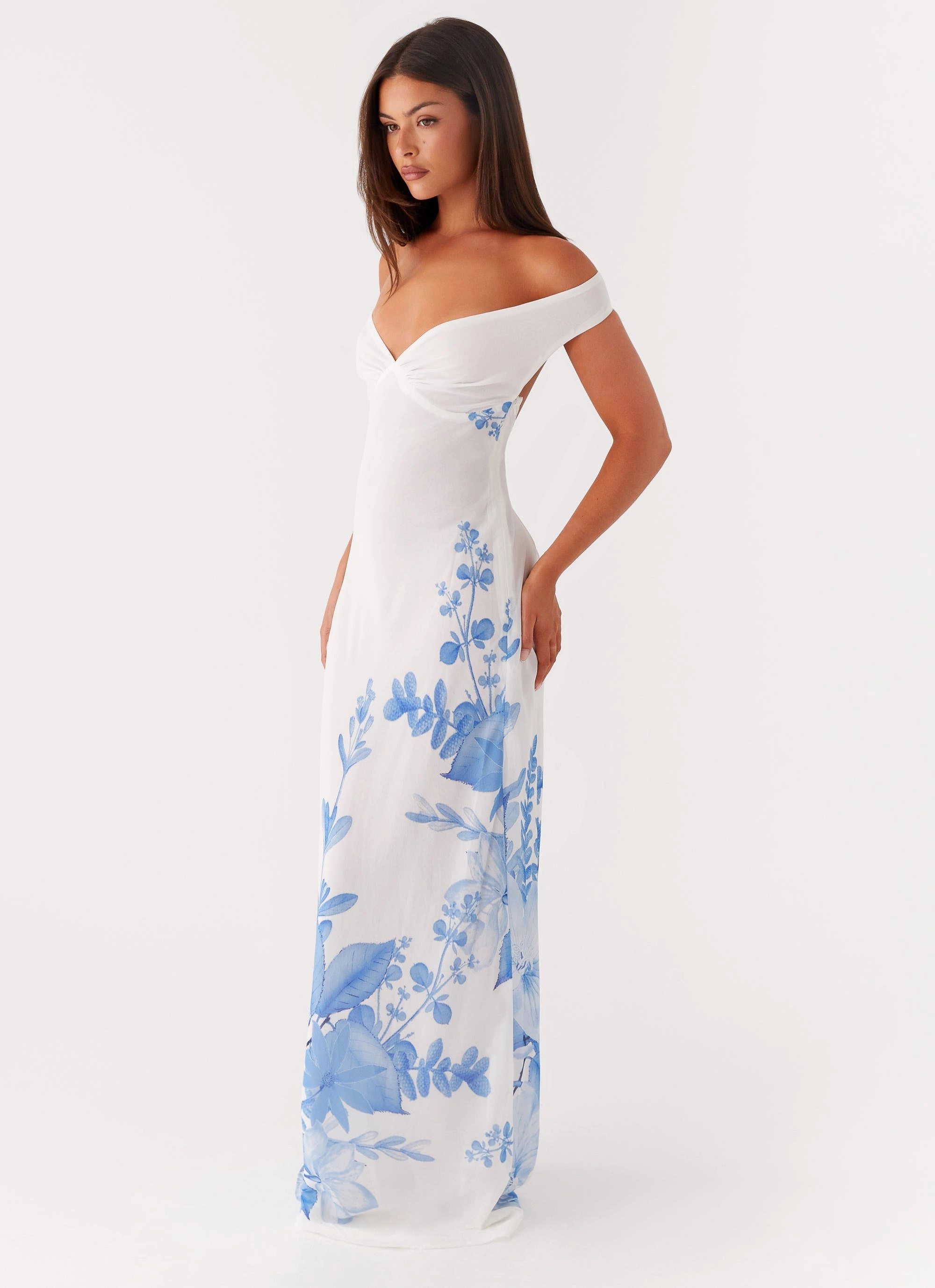 Krissa Maxi Dress - Blue Floral Stay Cool Elegant Motion