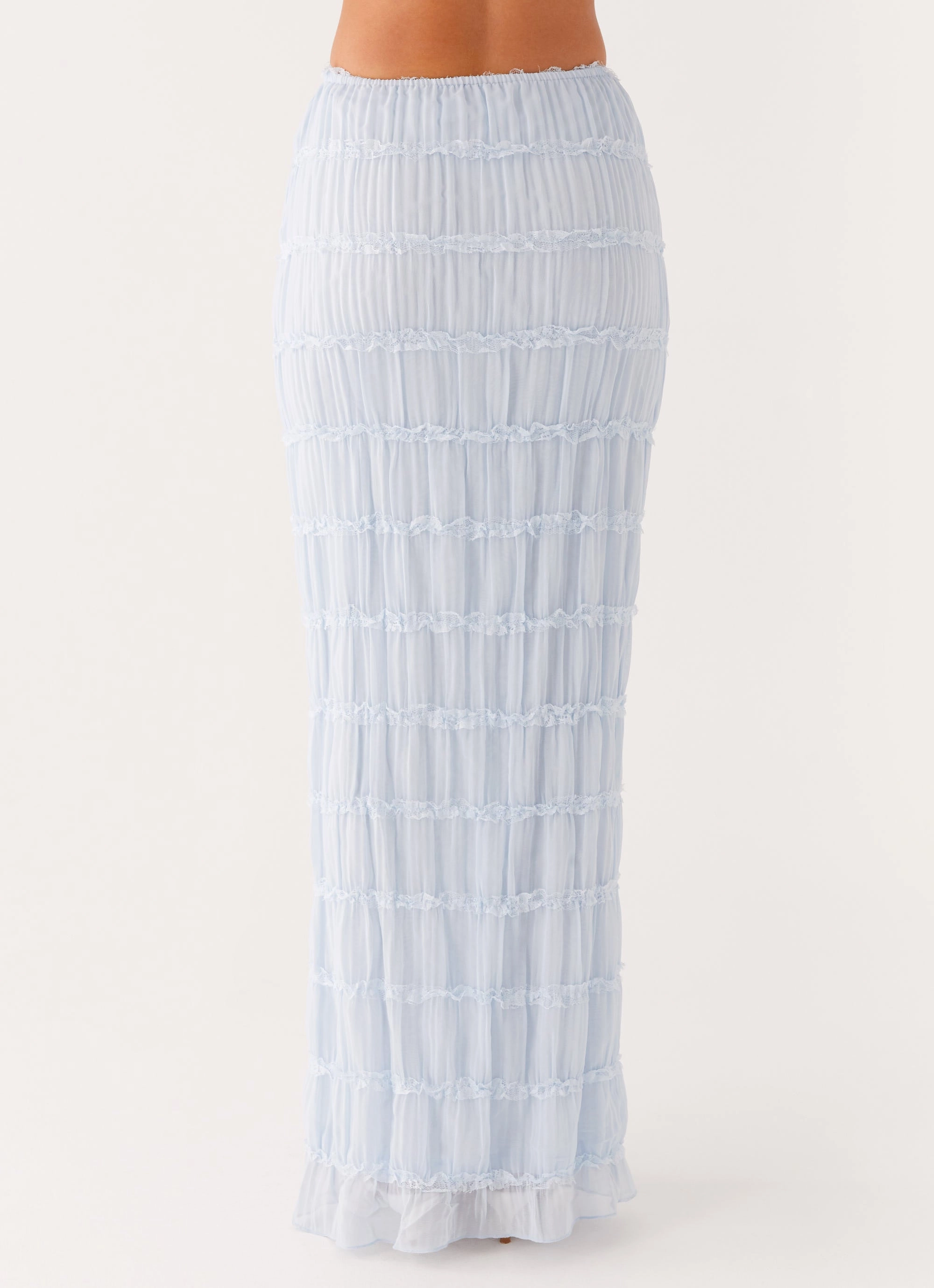 Daydreaming Low Rise Maxi Skirt - Blue Smart Texture