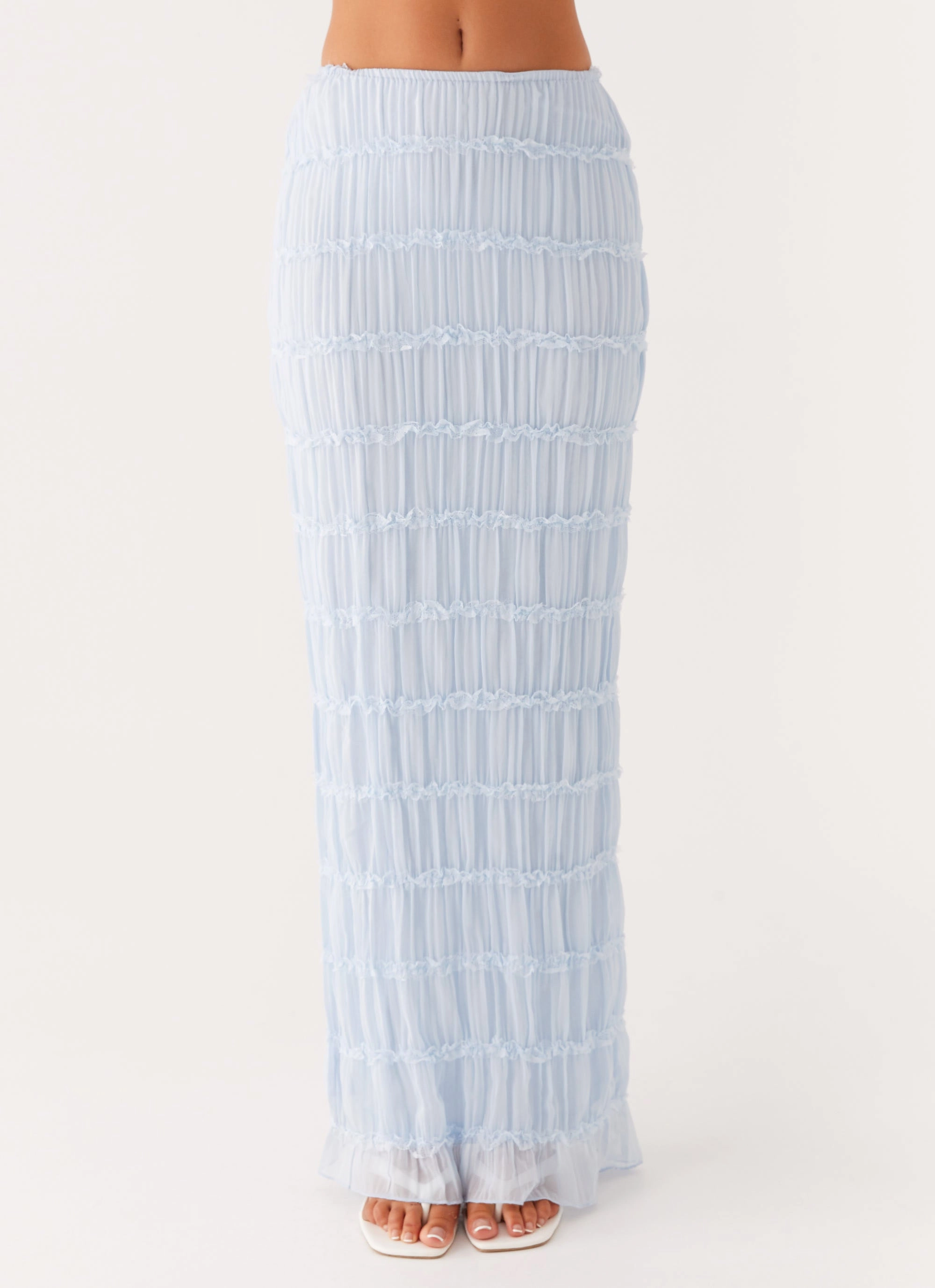 Daydreaming Low Rise Maxi Skirt - Blue Bold Print