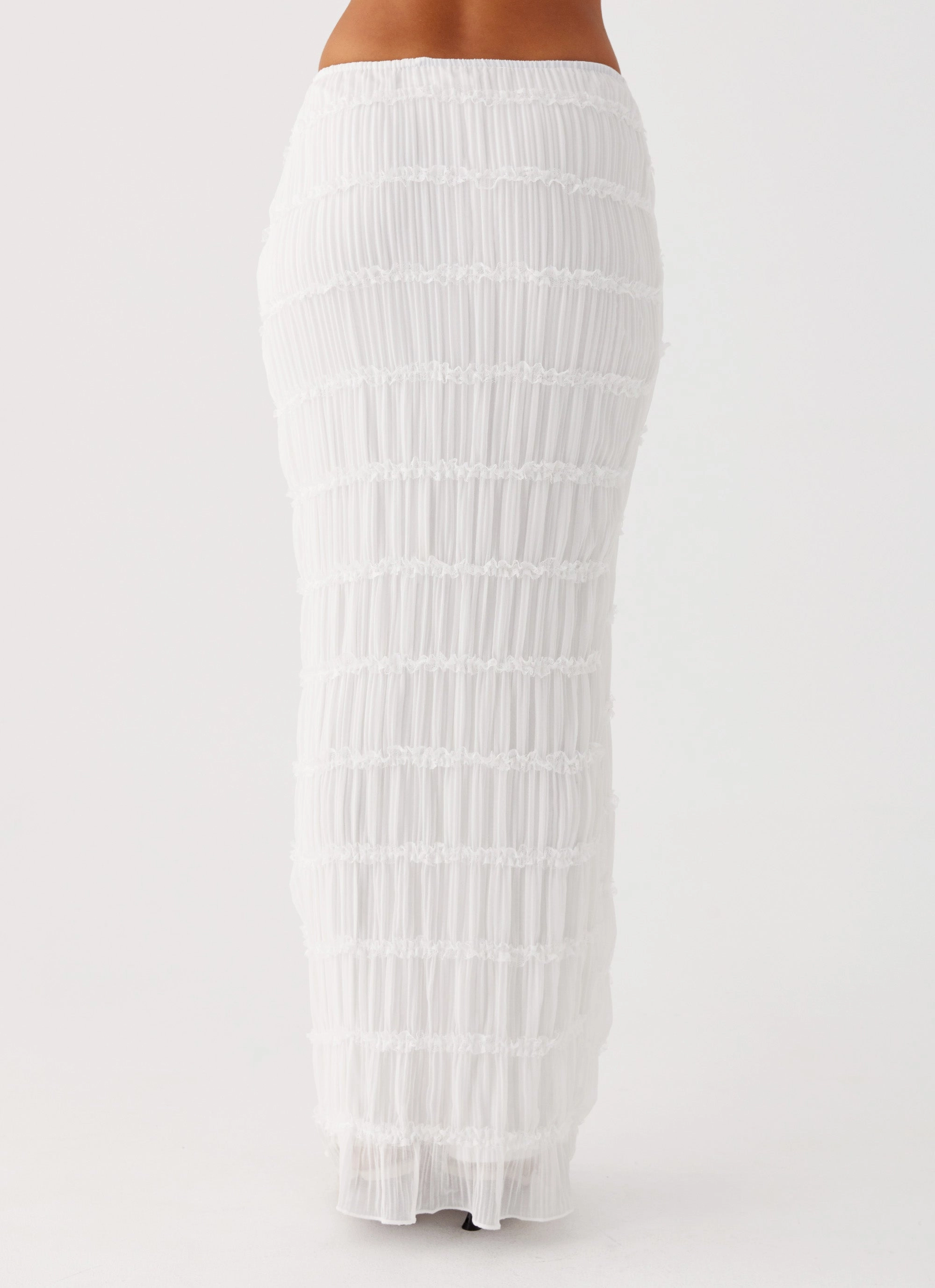 Knitted Fabric Daydreaming Low Rise Maxi Skirt - White