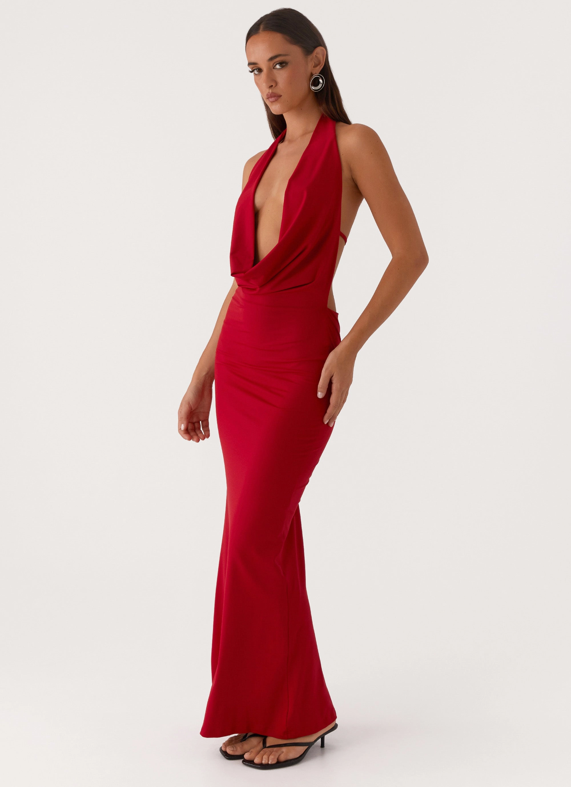 A Line Cut Dedicated Maxi Dress - Red
