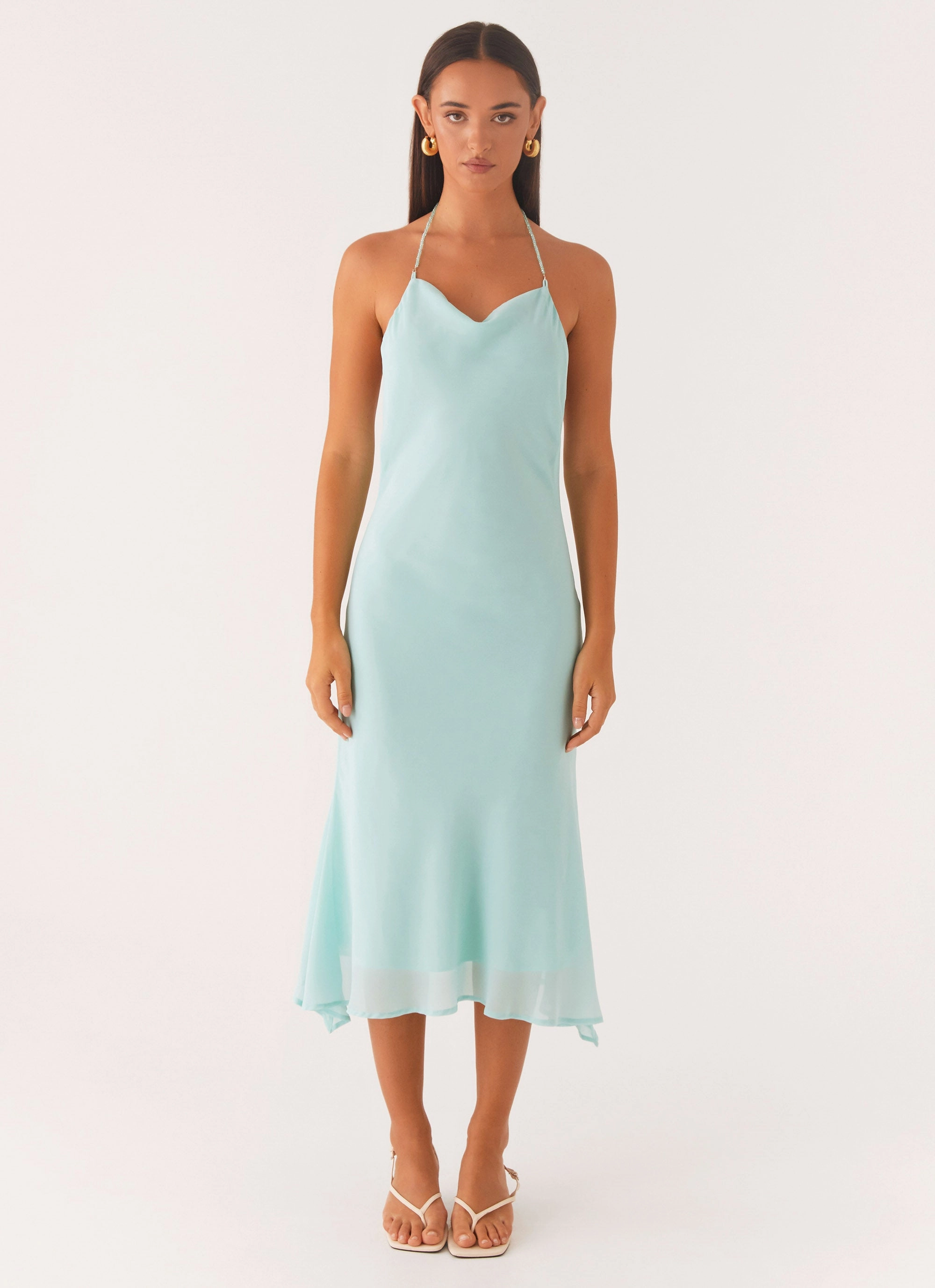 Deep Dive Midi Dress - Pale Blue Elegant Layers