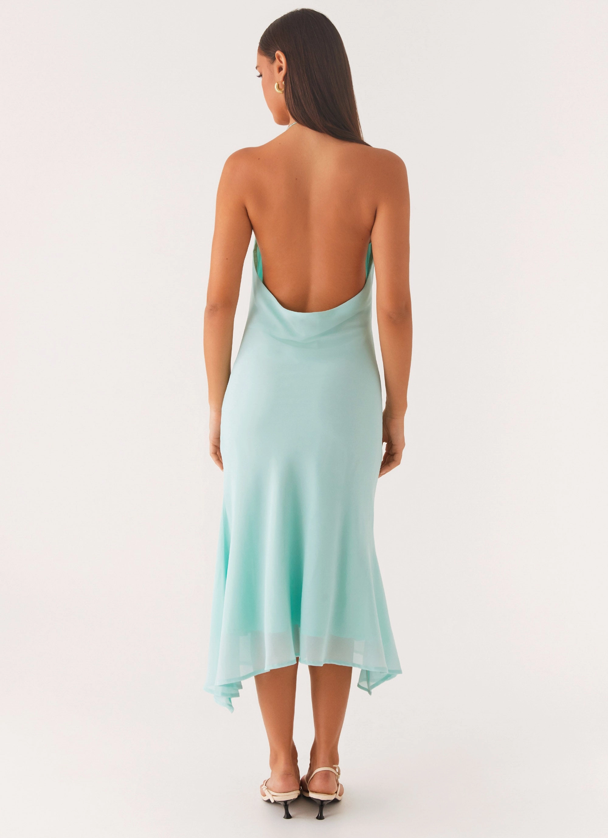 Compact Fit Deep Dive Midi Dress - Pale Blue
