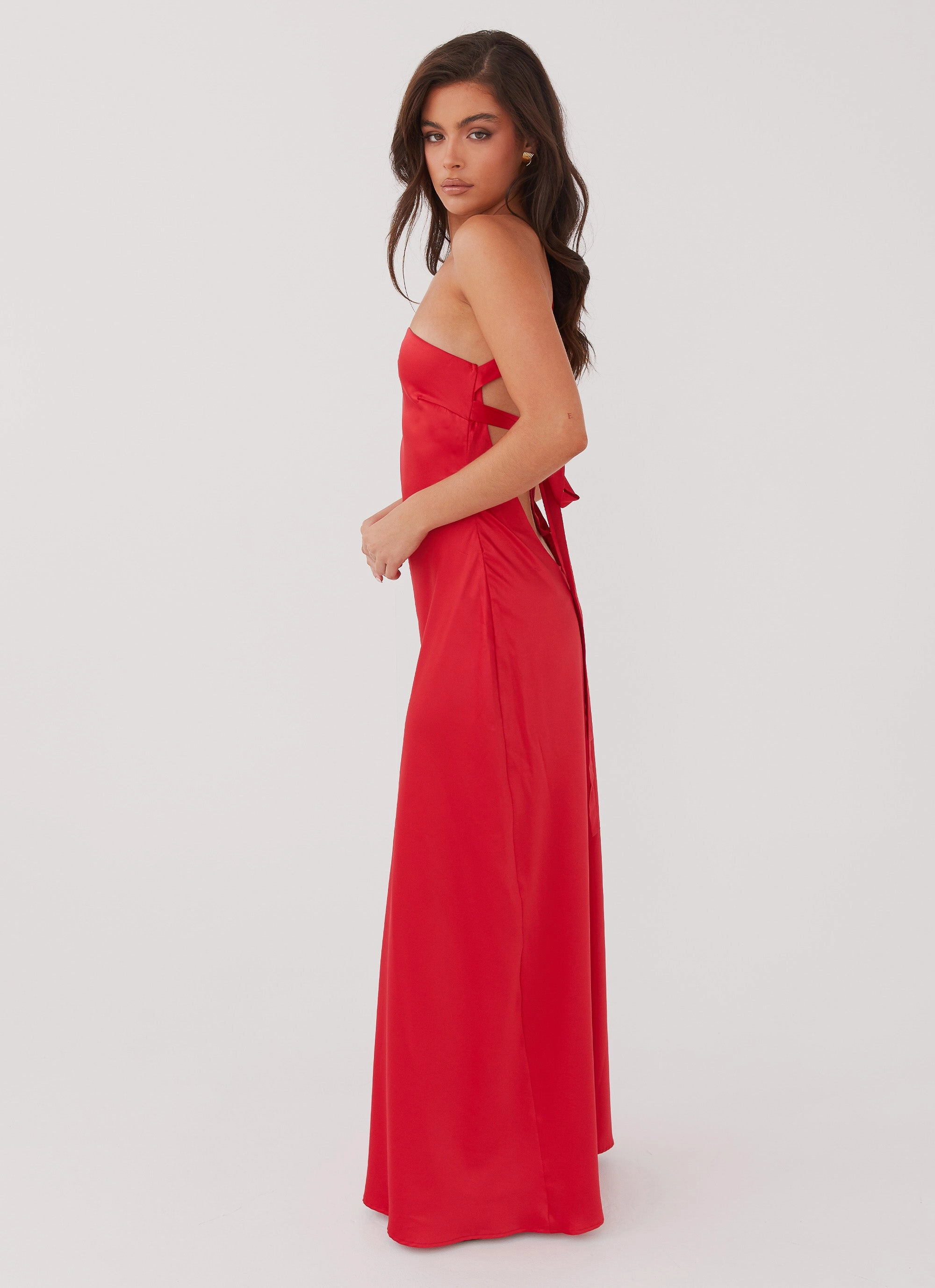 Delancy One Shoulder Maxi Dress - Rouge Red Seasonal Fit