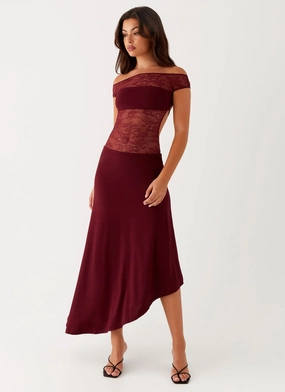 Chic Appeal Music-Concert Francoise Lace Midi Dress - Burgundy