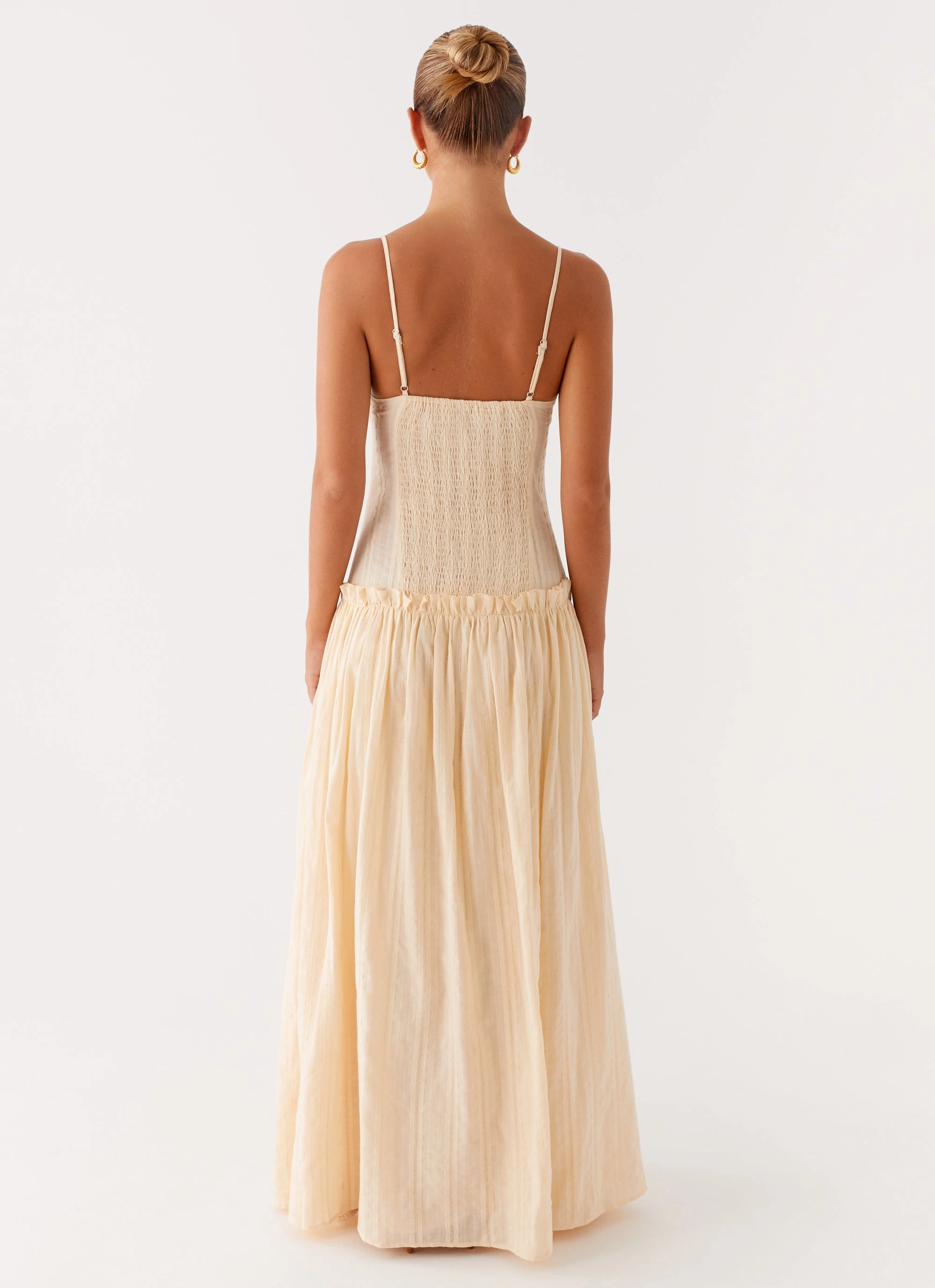 Sleek Drape Evening Classic Jacinda Drop Waist Maxi Dress - Cream