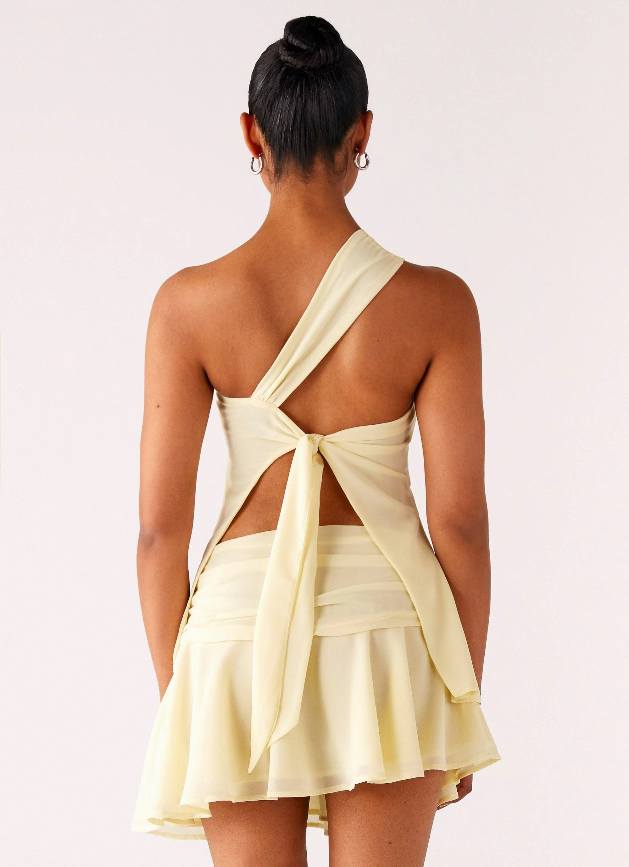 Soft Touch Texture Delight Me Asymmetrical Top - Yellow